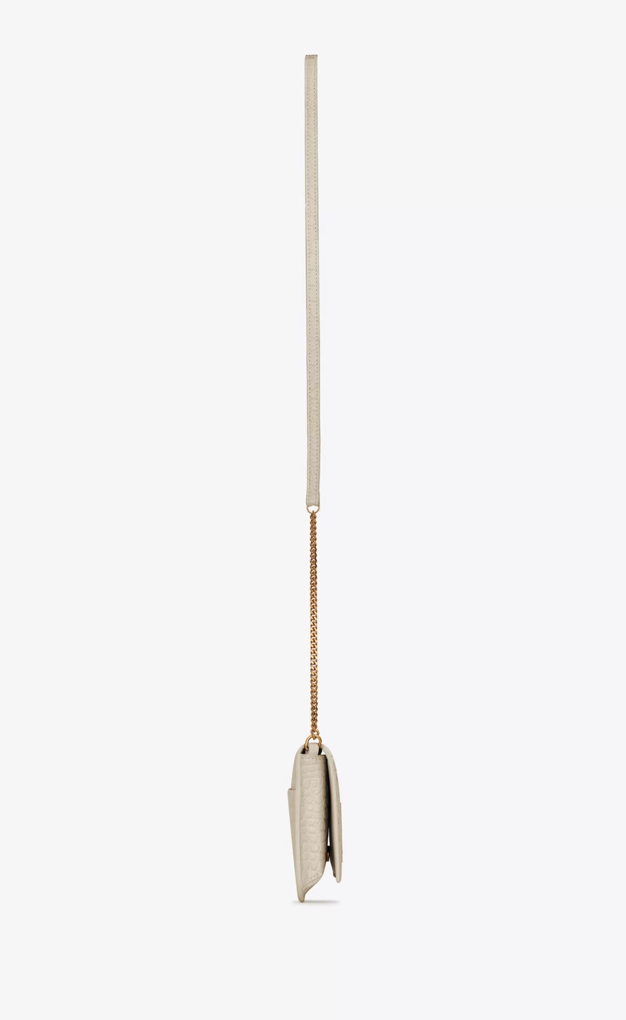 Women Saint Laurent SMALL ACCESSORIES | CHAIN WALLETS^CASSANDRE Phone Holder In SHINY Crocodile-embossed Leather | | YSL.com