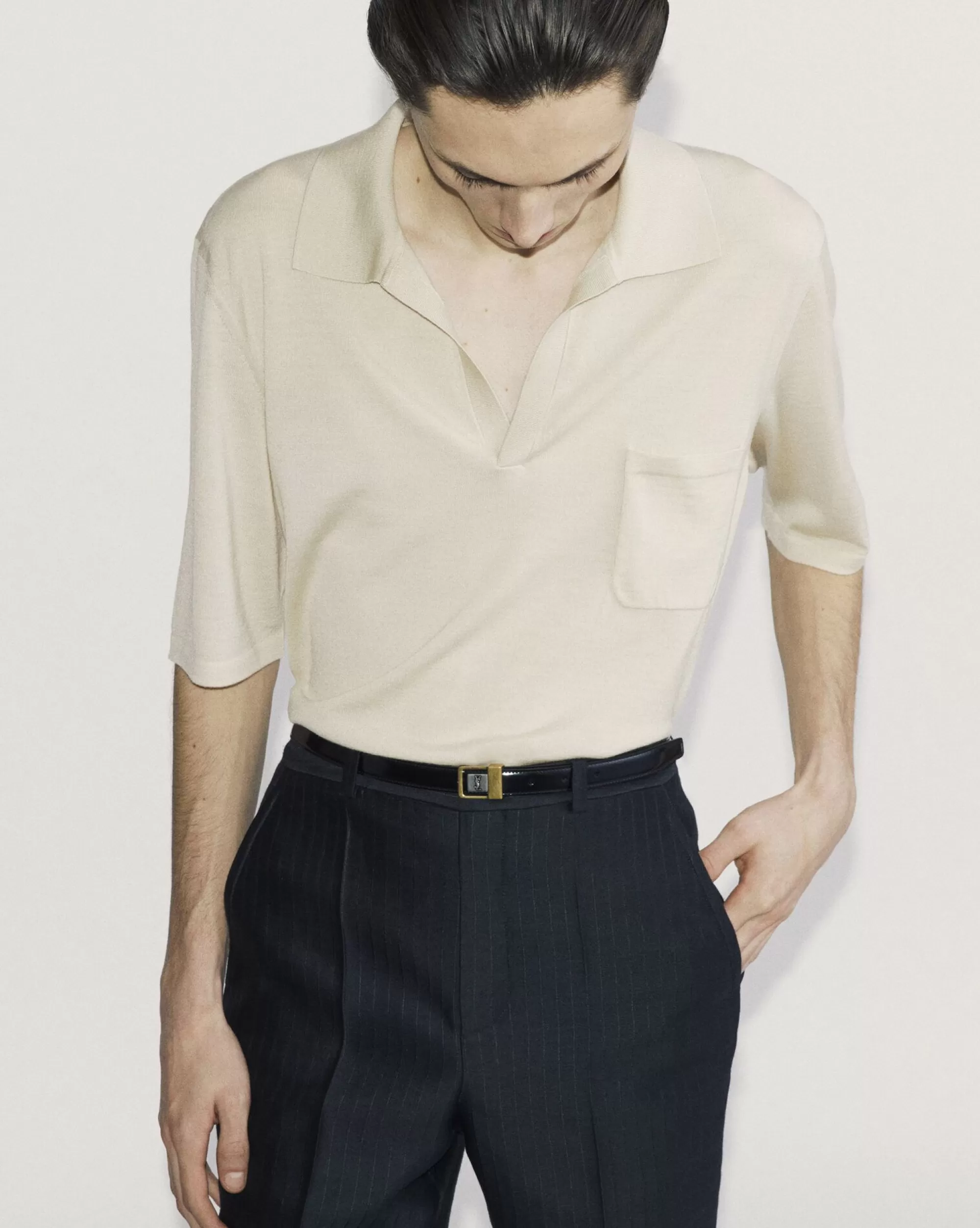 Saint Laurent ALL READY TO WEAR | KNITWEAR^CASSANDRE Polo Shirt In Wool | | YSL.com