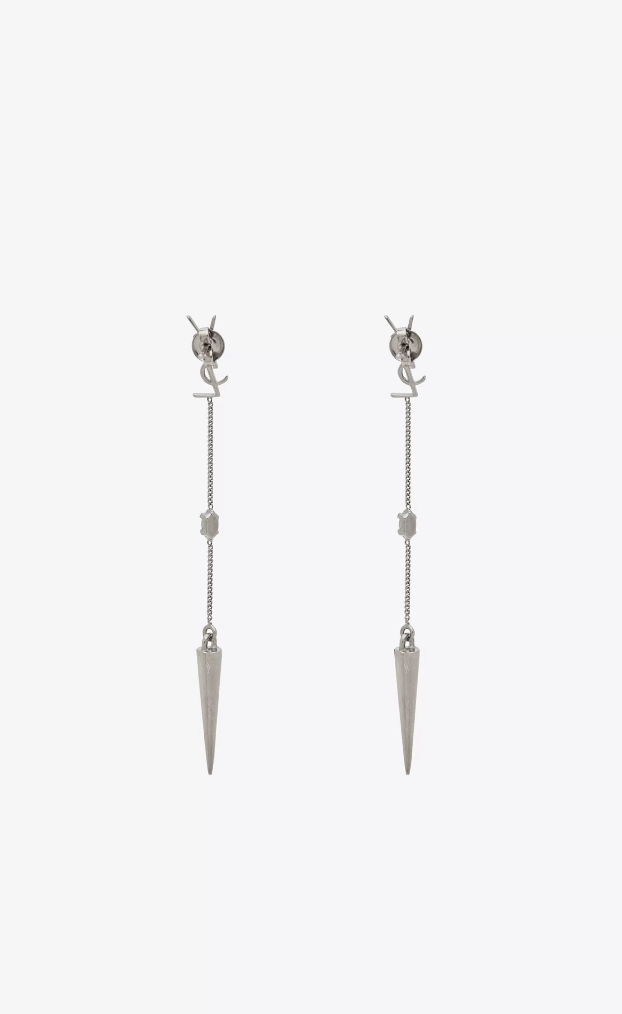 Women Saint Laurent EARRINGS^CASSANDRE Rhinestone Spike Earrings In Metal | | YSL.com