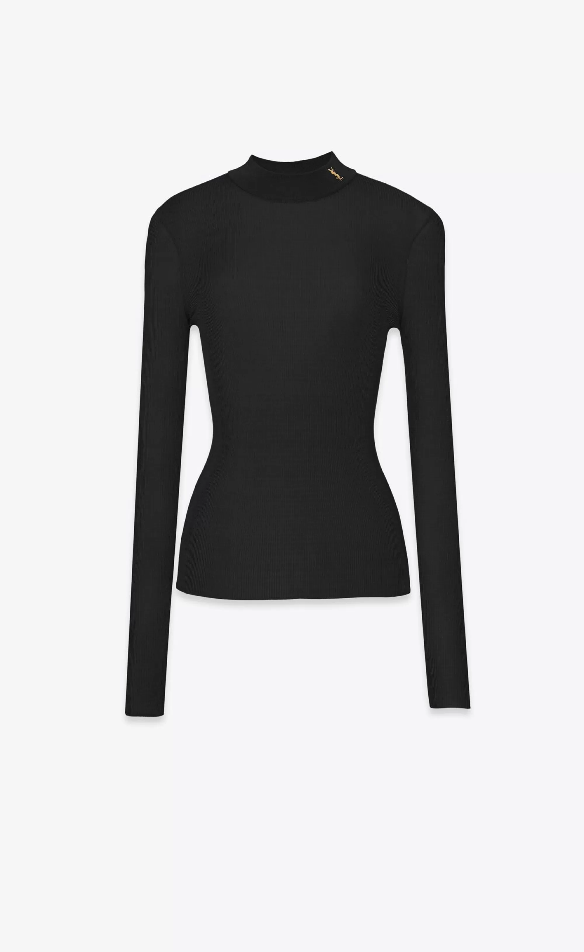 Women Saint Laurent KNITWEAR^CASSANDRE Ribbed Sweater In Silk | | YSL.com