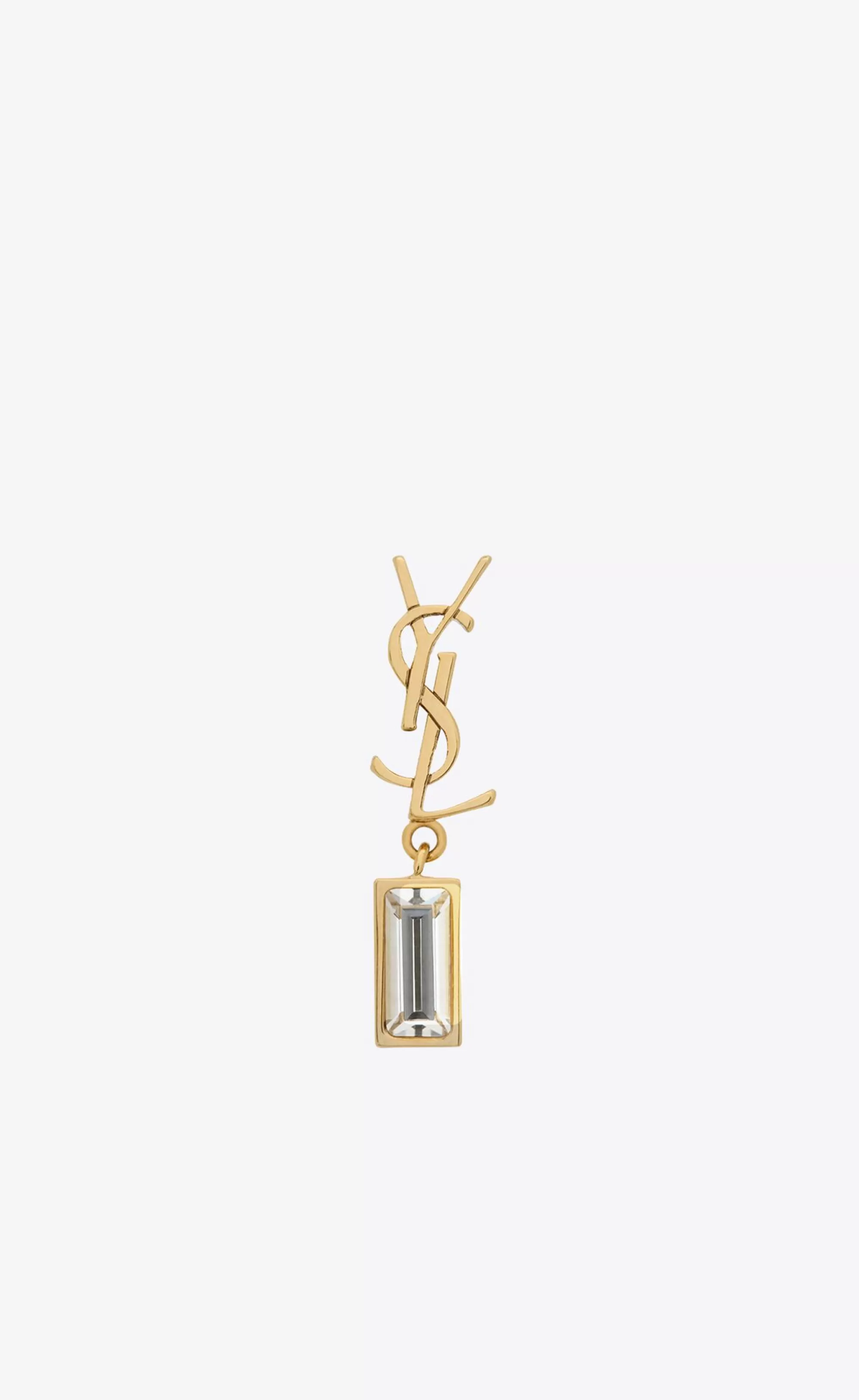 Women Saint Laurent EARRINGS^Cassandre Single Earring In Metal And Rhinestones | | YSL.com