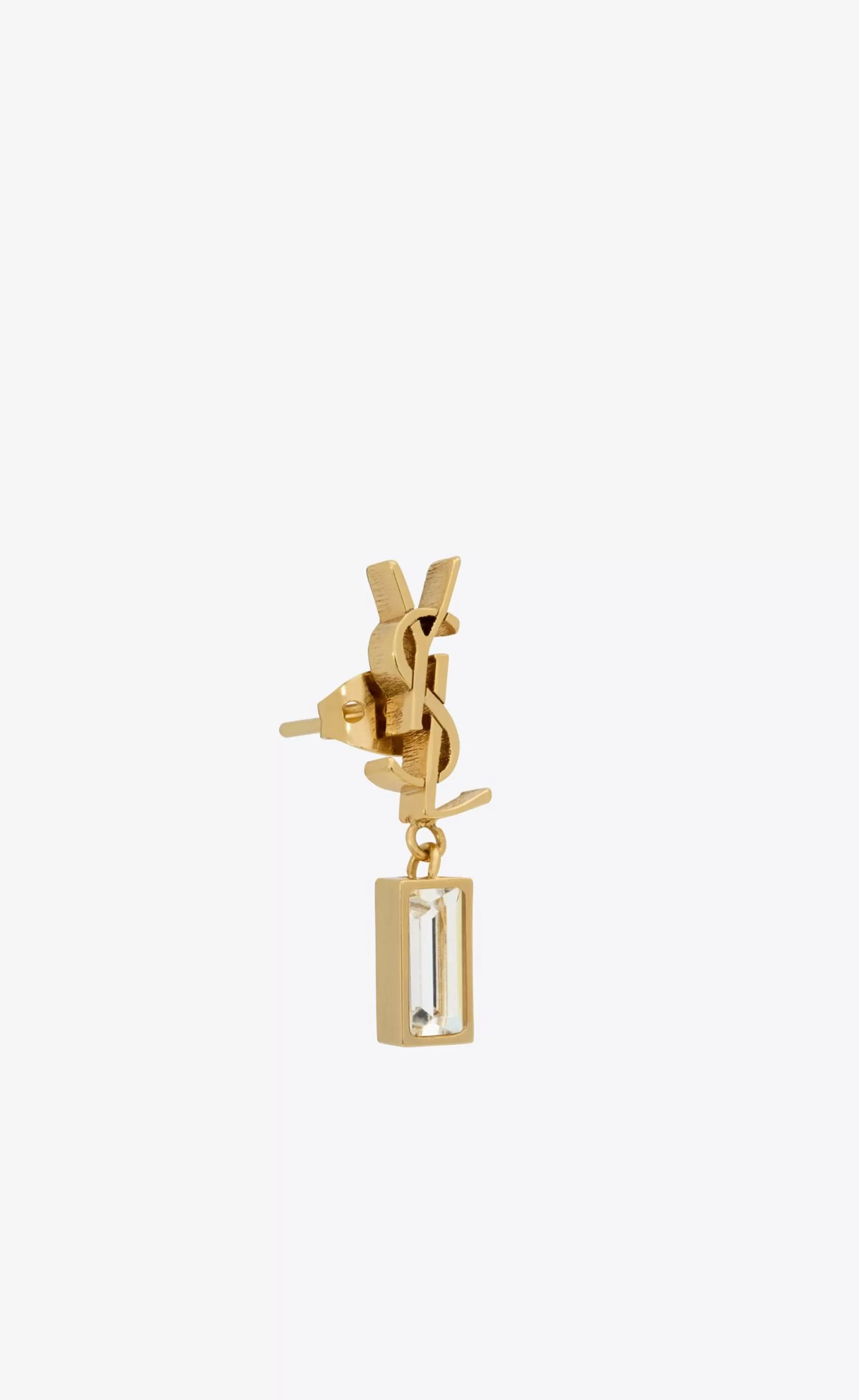 Women Saint Laurent EARRINGS^Cassandre Single Earring In Metal And Rhinestones | | YSL.com