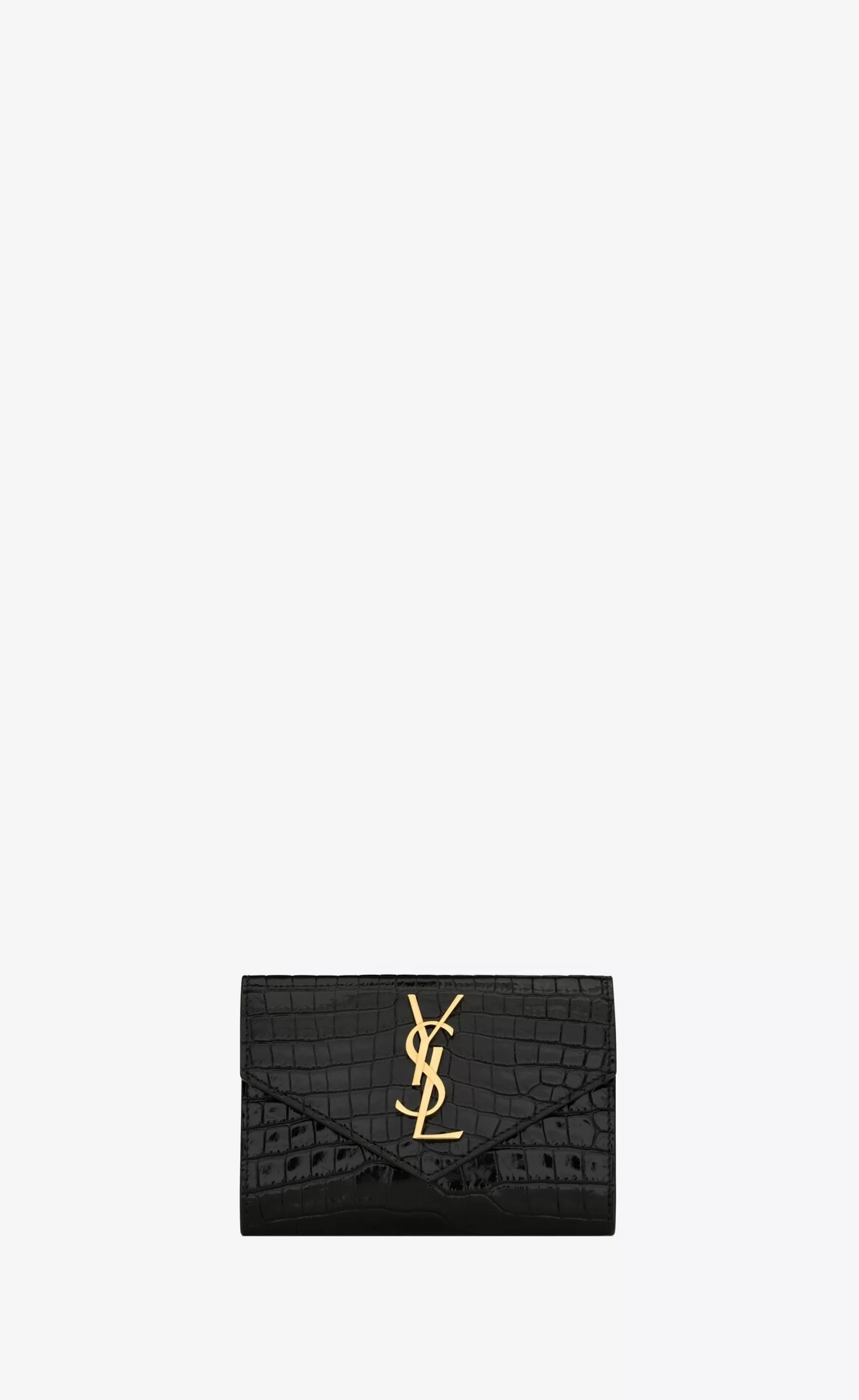 Women Saint Laurent WALLETS^Cassandre Small Envelope Wallet In Shiny Crocodile-embossed Leather | | YSL.com