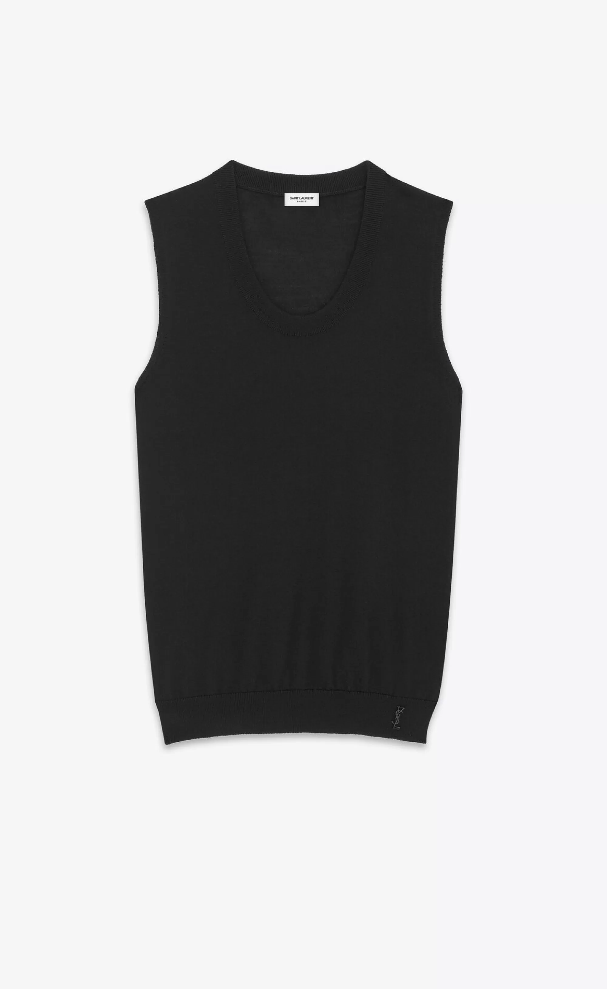 Women Saint Laurent KNITWEAR^CASSANDRE Tank Top In Wool | | YSL.com