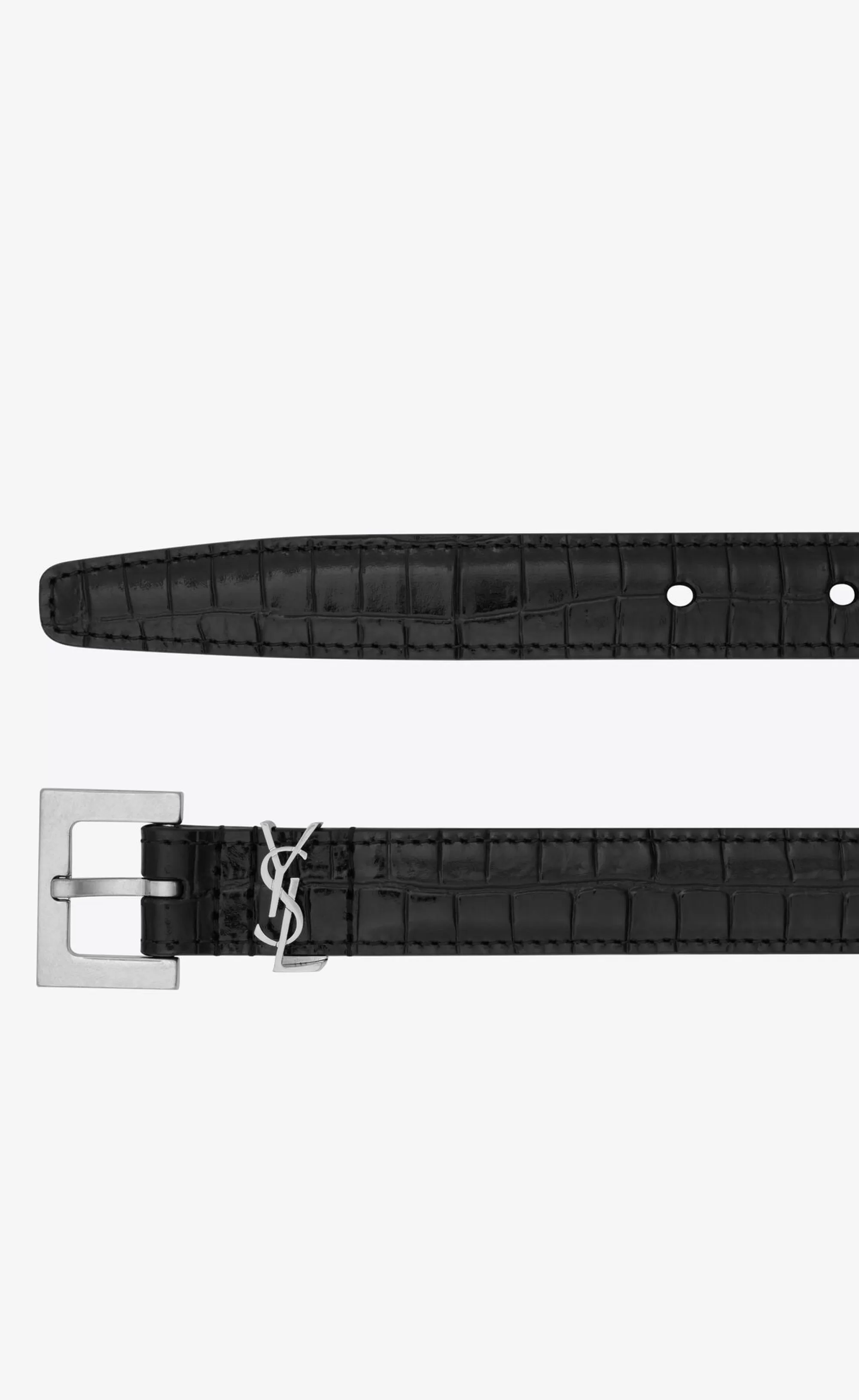 Saint Laurent BELTS^CASSANDRE Thin Belt In Crocodile-embossed Leather | | YSL.com