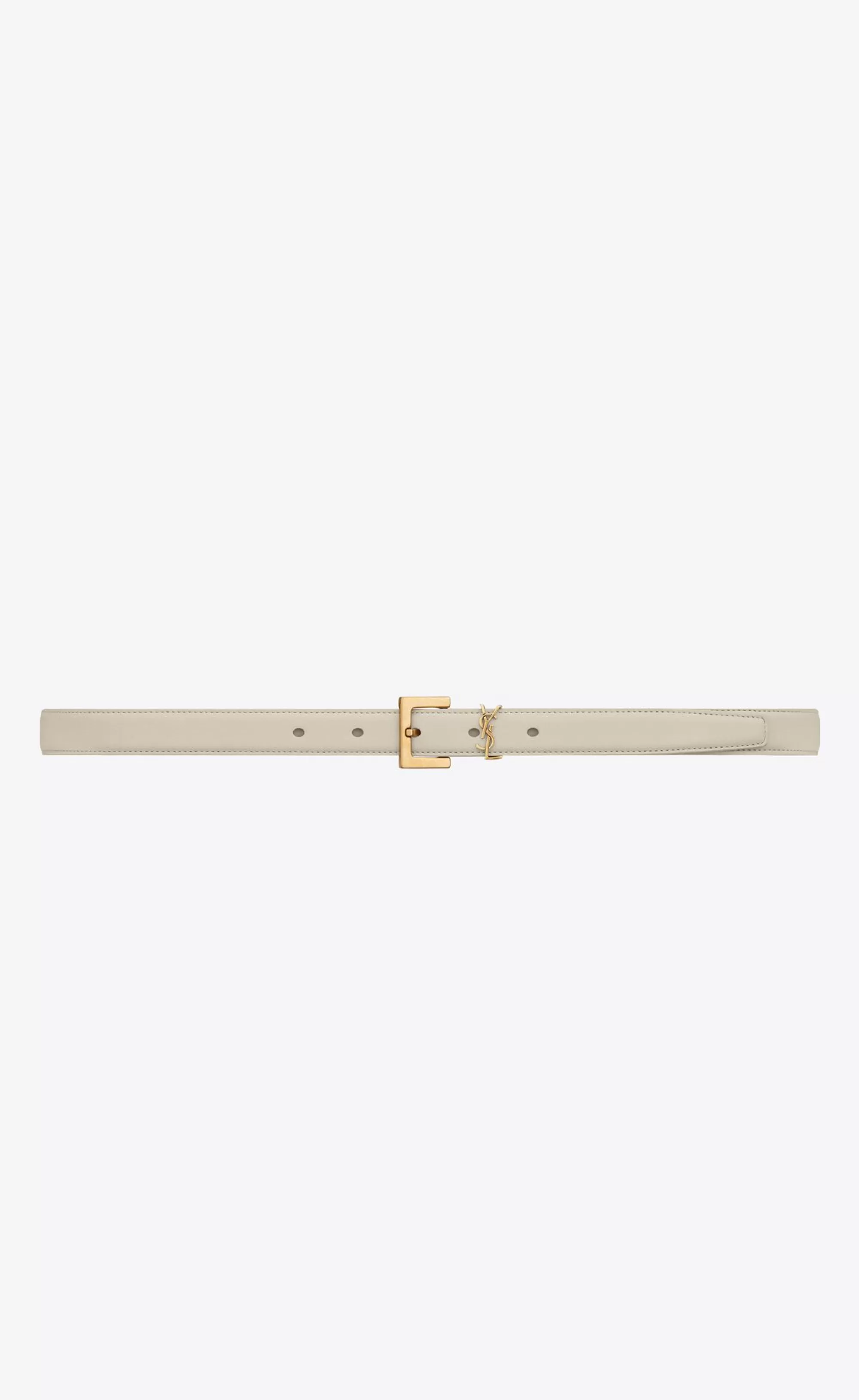 Women Saint Laurent BELTS^CASSANDRE THIN BELT WITH SQUARE BUCKLE IN BOX LEATHER | | YSL.com