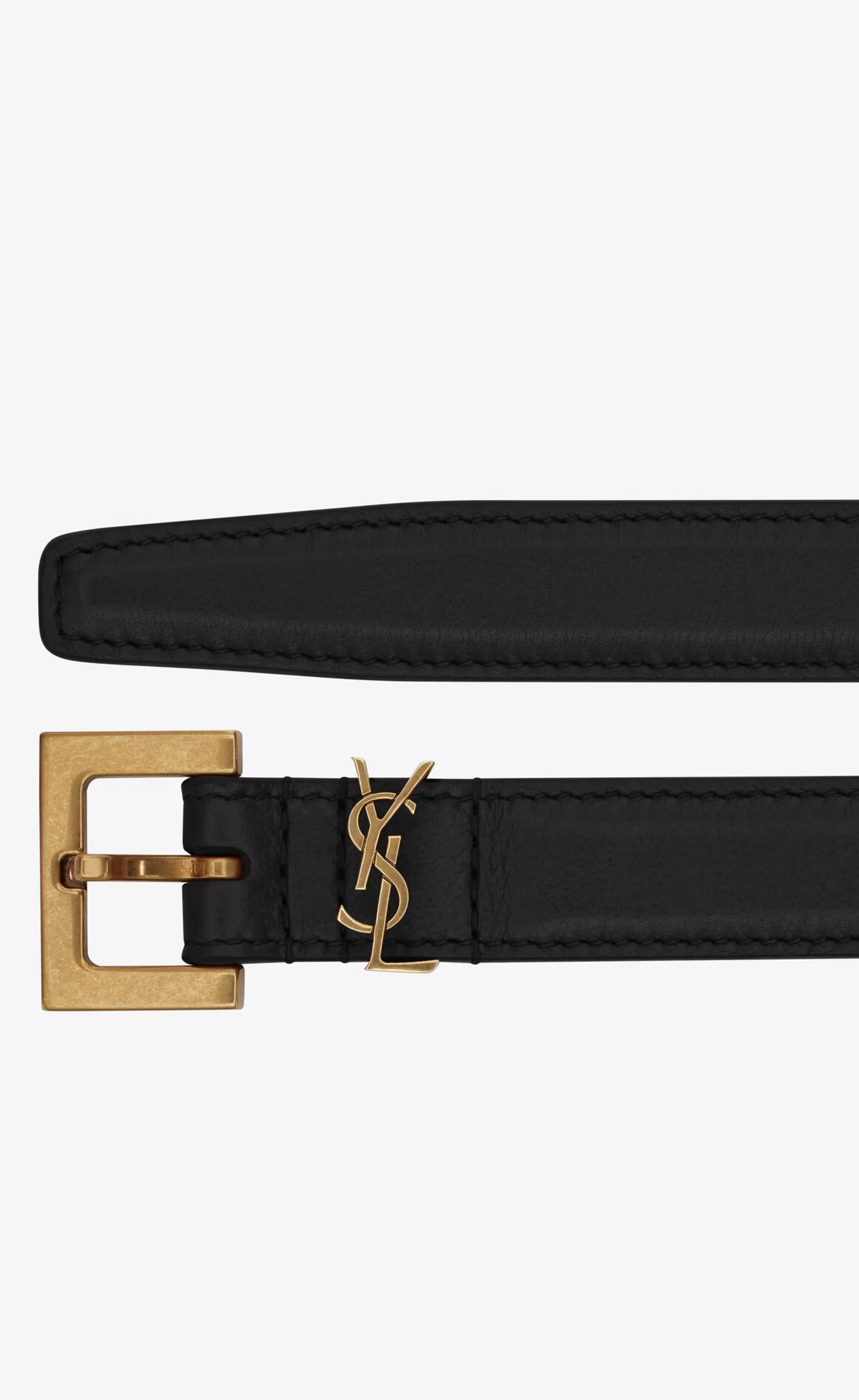 Women Saint Laurent BELTS^CASSANDRE THIN BELT WITH SQUARE BUCKLE IN BOX LEATHER | | YSL.com
