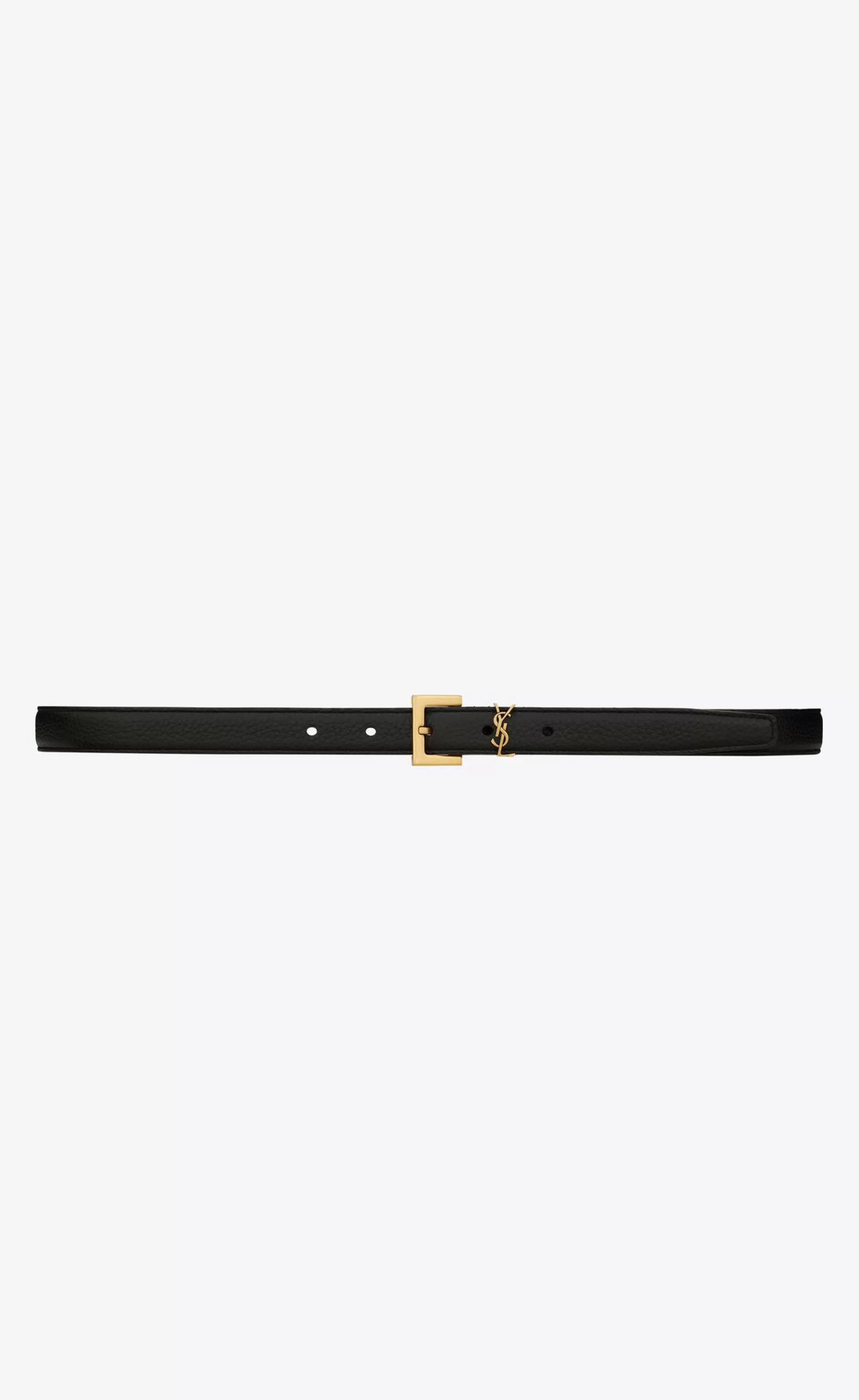 Women Saint Laurent BELTS^CASSANDRE THIN BELT WITH SQUARE BUCKLE IN GRAINED LEATHER | | YSL.com
