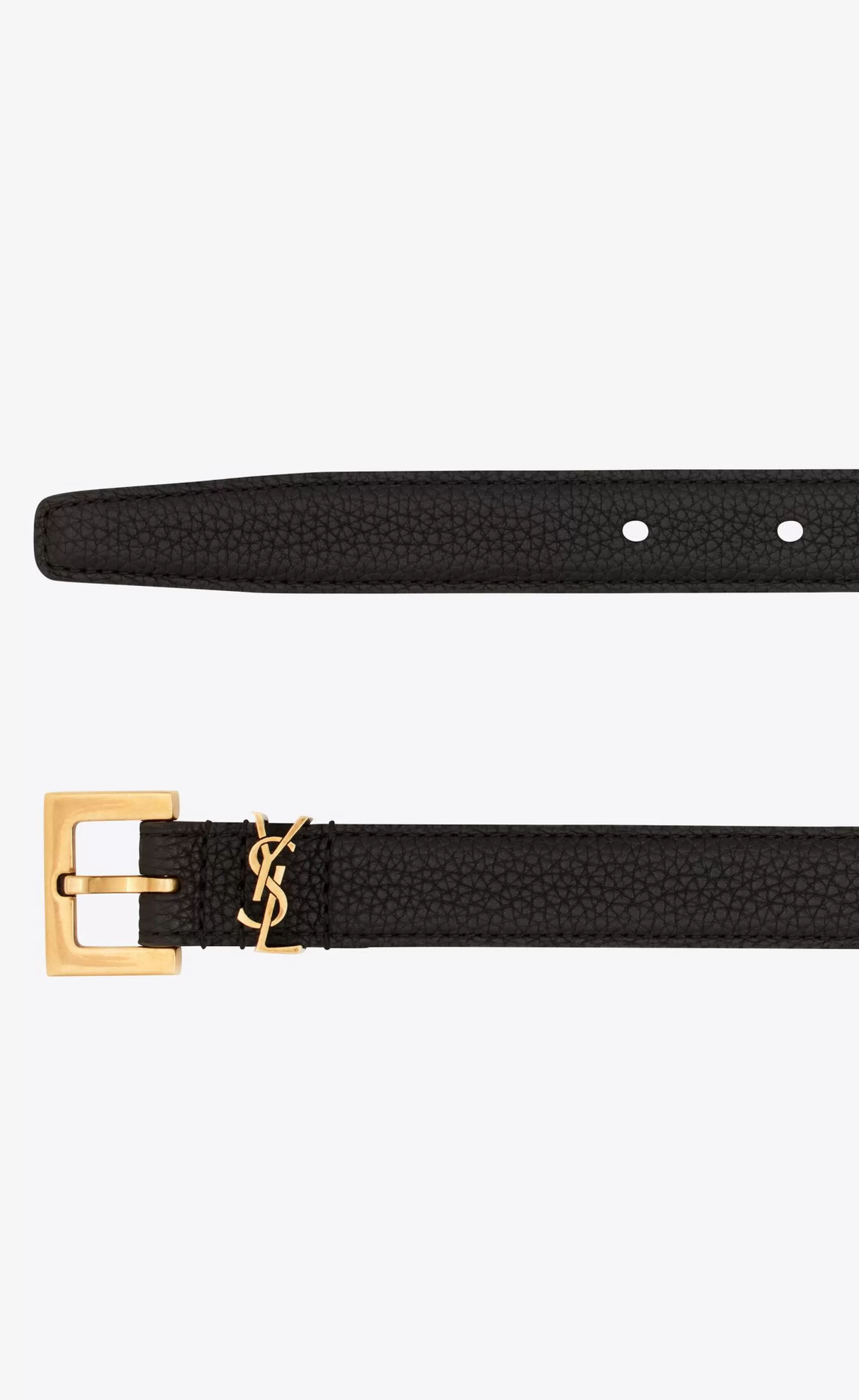 Women Saint Laurent BELTS^CASSANDRE THIN BELT WITH SQUARE BUCKLE IN GRAINED LEATHER | | YSL.com