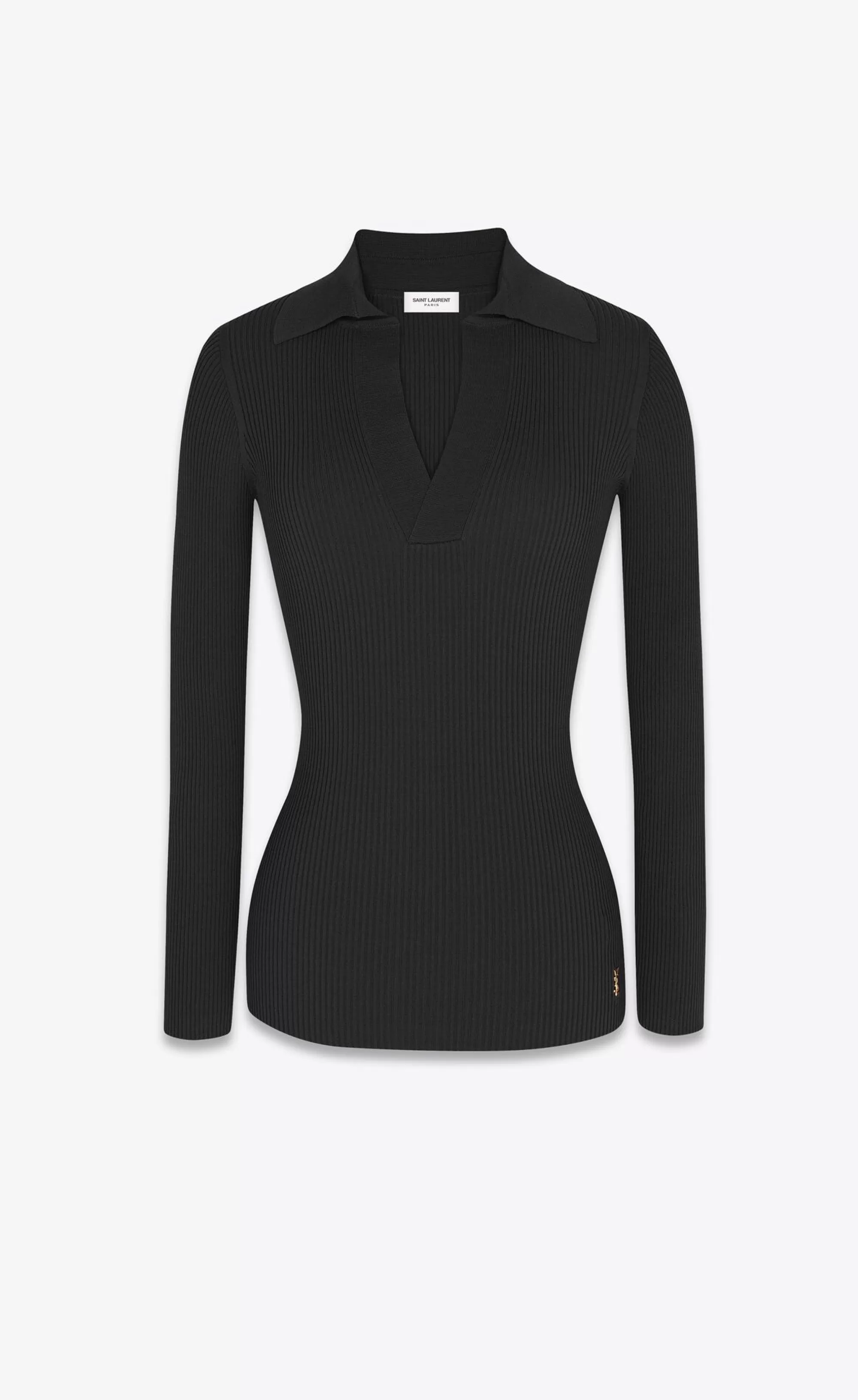 Women Saint Laurent KNITWEAR^CASSANDRE Top In Ribbed Knit | | YSL.com