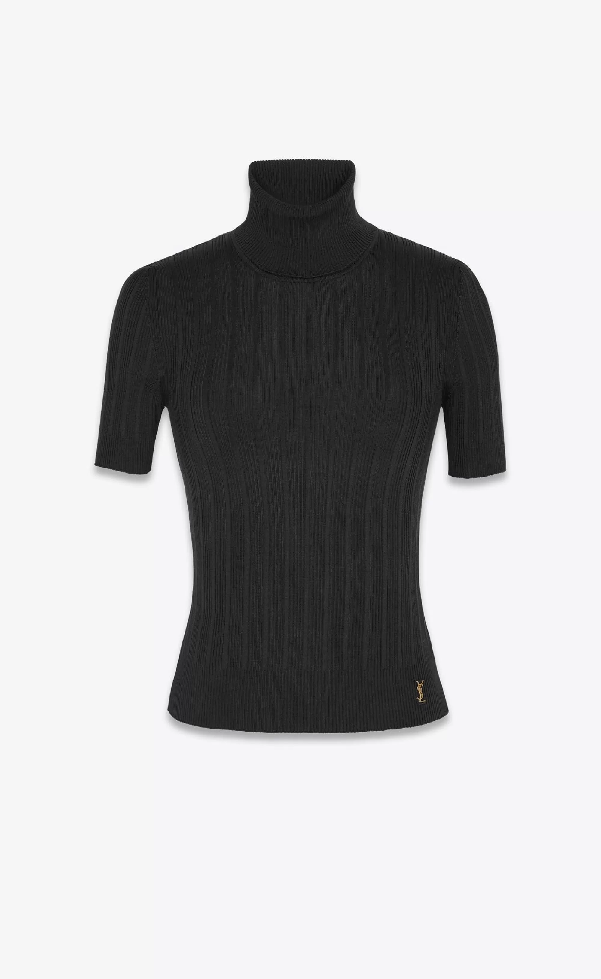 Women Saint Laurent KNITWEAR^CASSANDRE Top In Ribbed Silk | | YSL.com