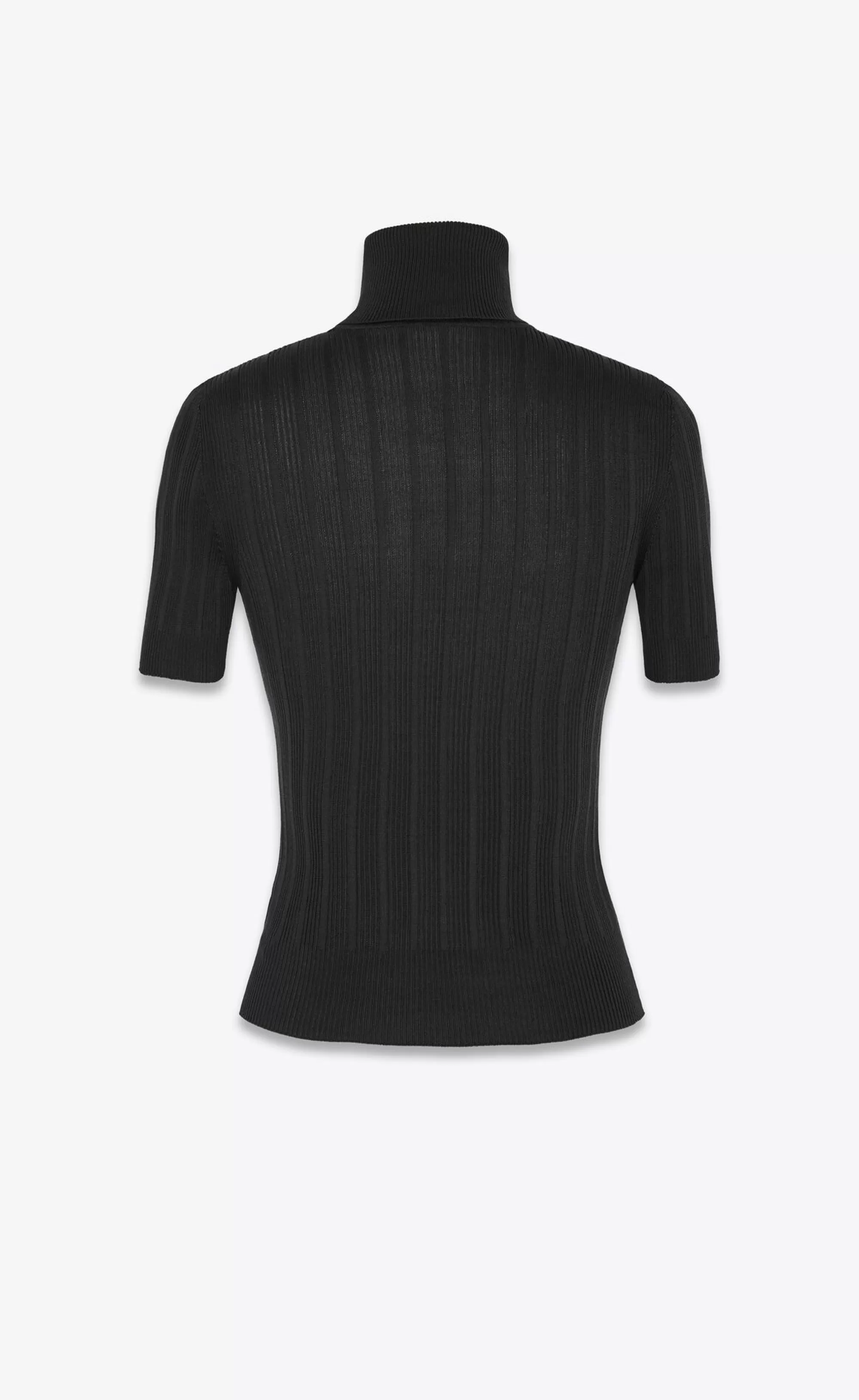 Women Saint Laurent KNITWEAR^CASSANDRE Top In Ribbed Silk | | YSL.com