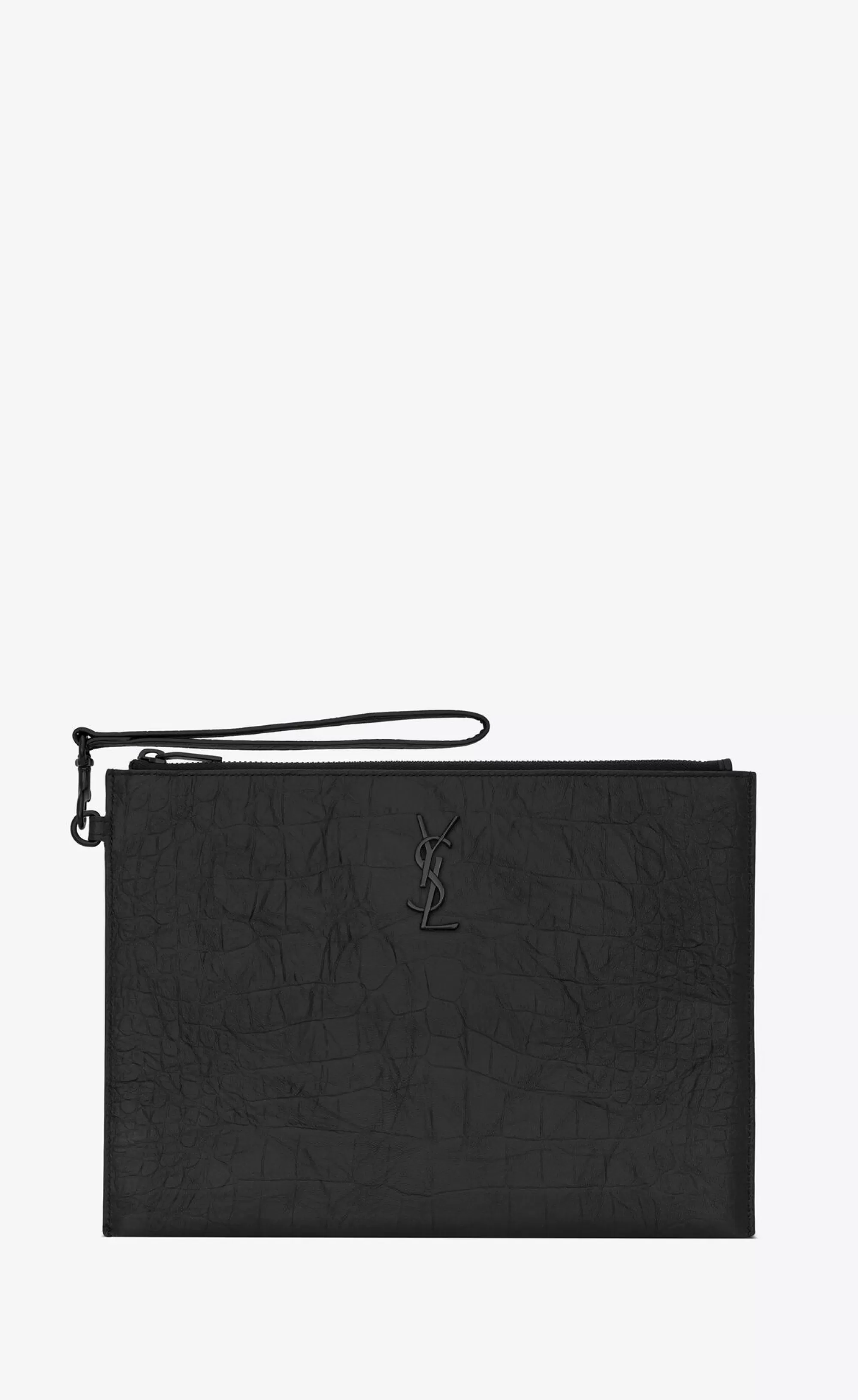 Saint Laurent POUCHES^CASSANDRE Zipped Tablet Holder In Crocodile-embossed Leather | | YSL.com