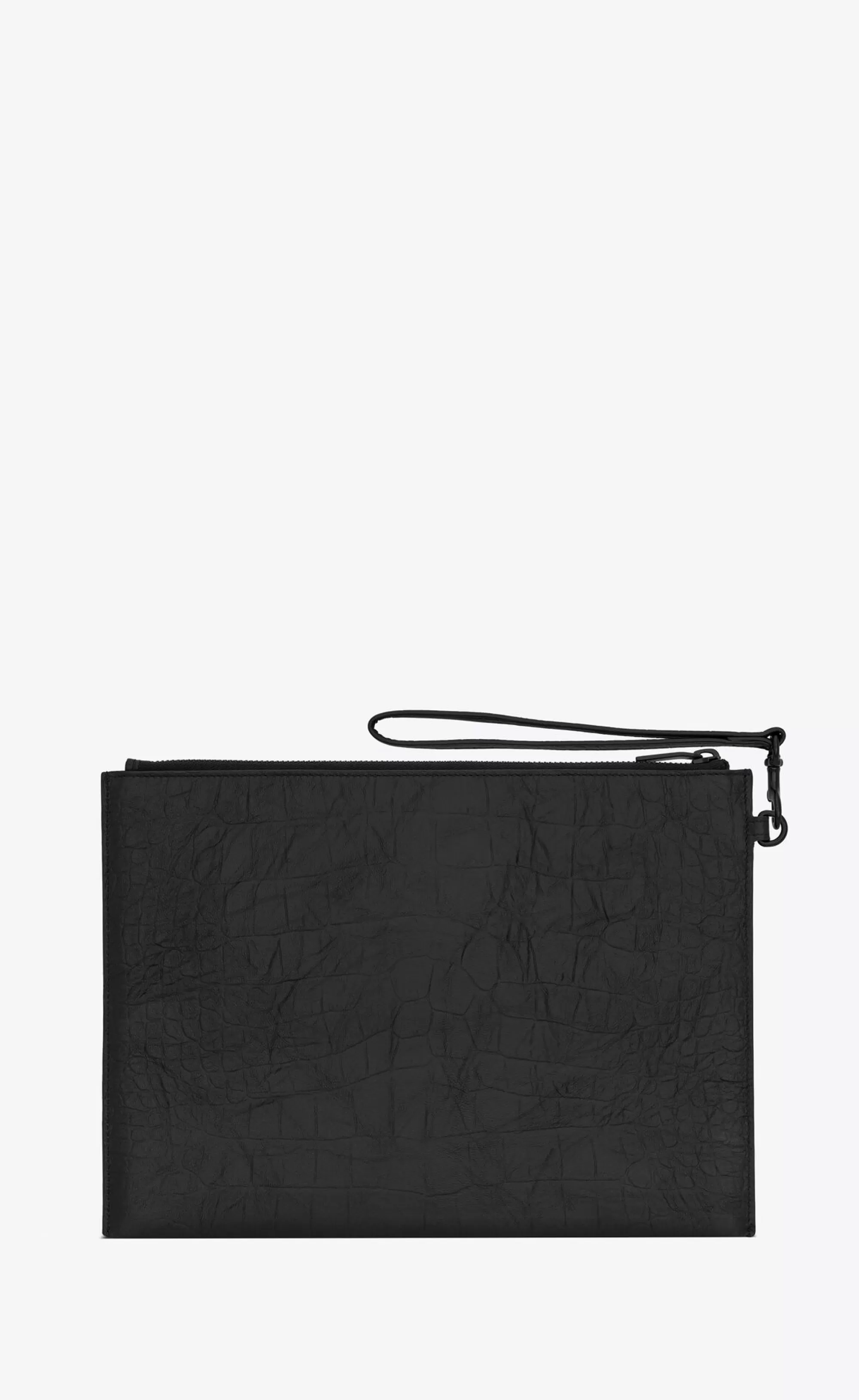 Saint Laurent POUCHES^CASSANDRE Zipped Tablet Holder In Crocodile-embossed Leather | | YSL.com