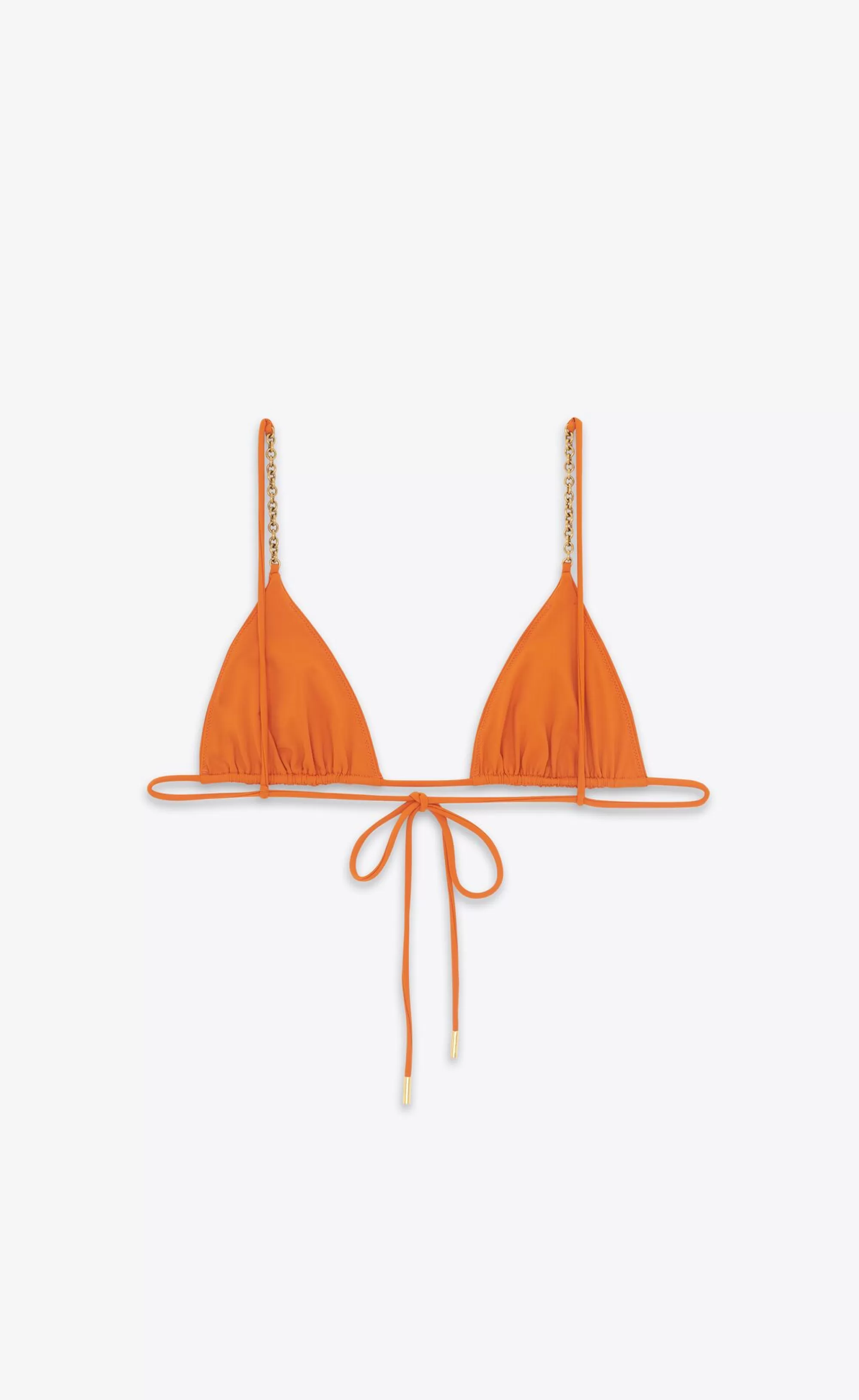 Women Saint Laurent LINGERIE AND SWIMWEAR^Chain Triangle Bikini Top | | YSL.com