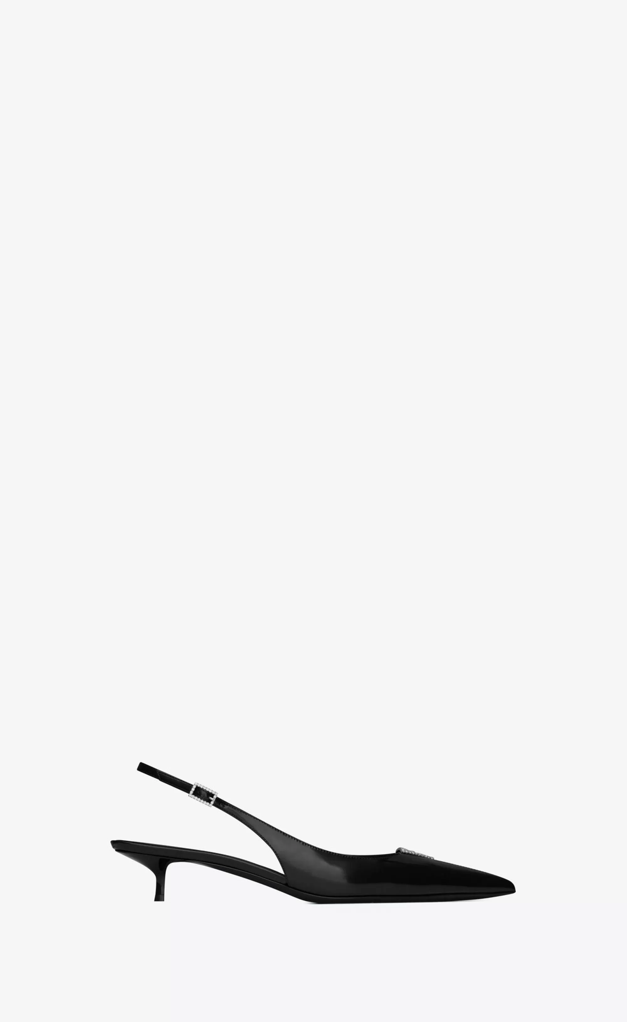 Women Saint Laurent SLINGBACKS^CHERISH Slingback Pumps In Glazed Leather With Rhinestones | | YSL.com