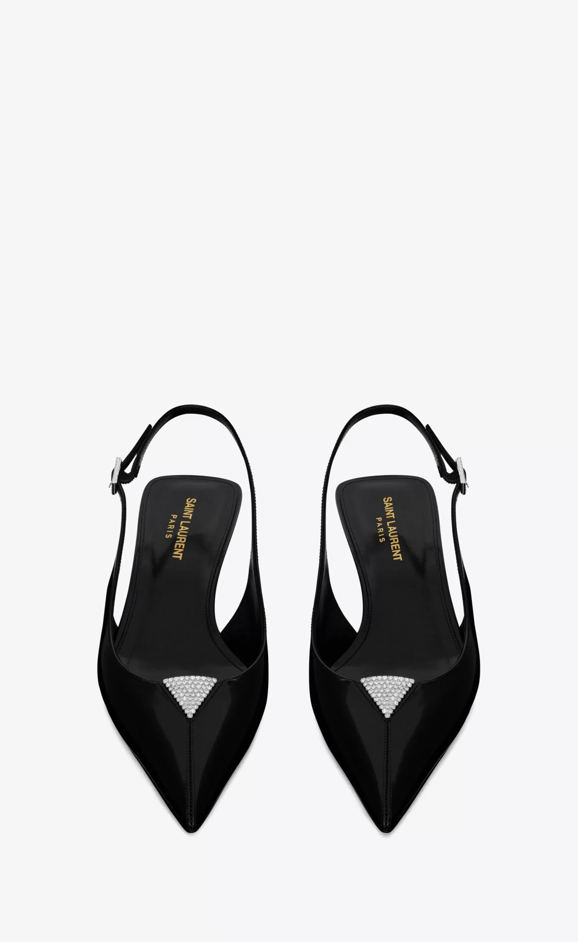 Women Saint Laurent SLINGBACKS^CHERISH Slingback Pumps In Glazed Leather With Rhinestones | | YSL.com