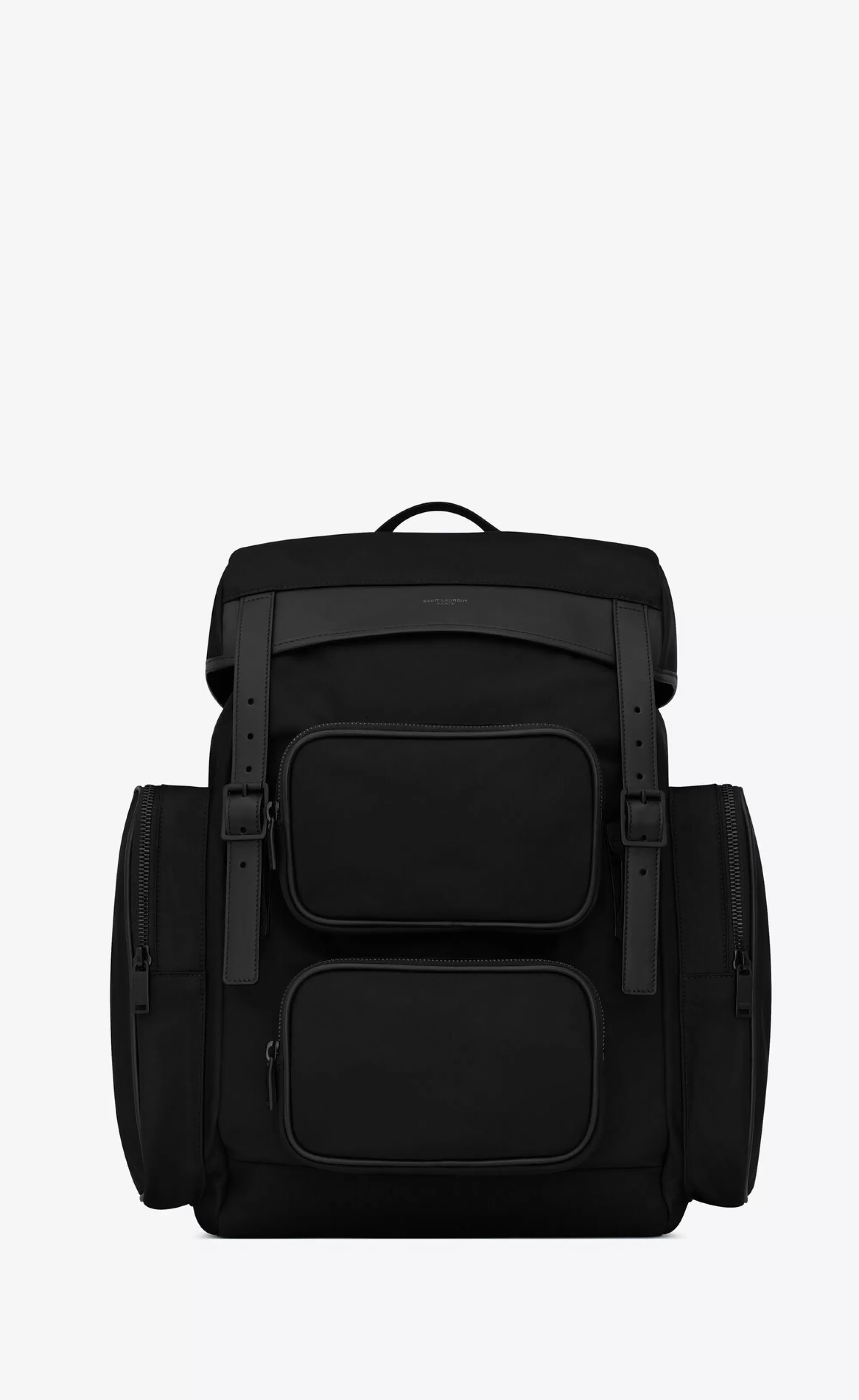 Saint Laurent BACKPACKS^CITY MULTI-POCKET BACKPACK IN ECONYL®, SMOOTH LEATHER AND NYLON | | YSL.com