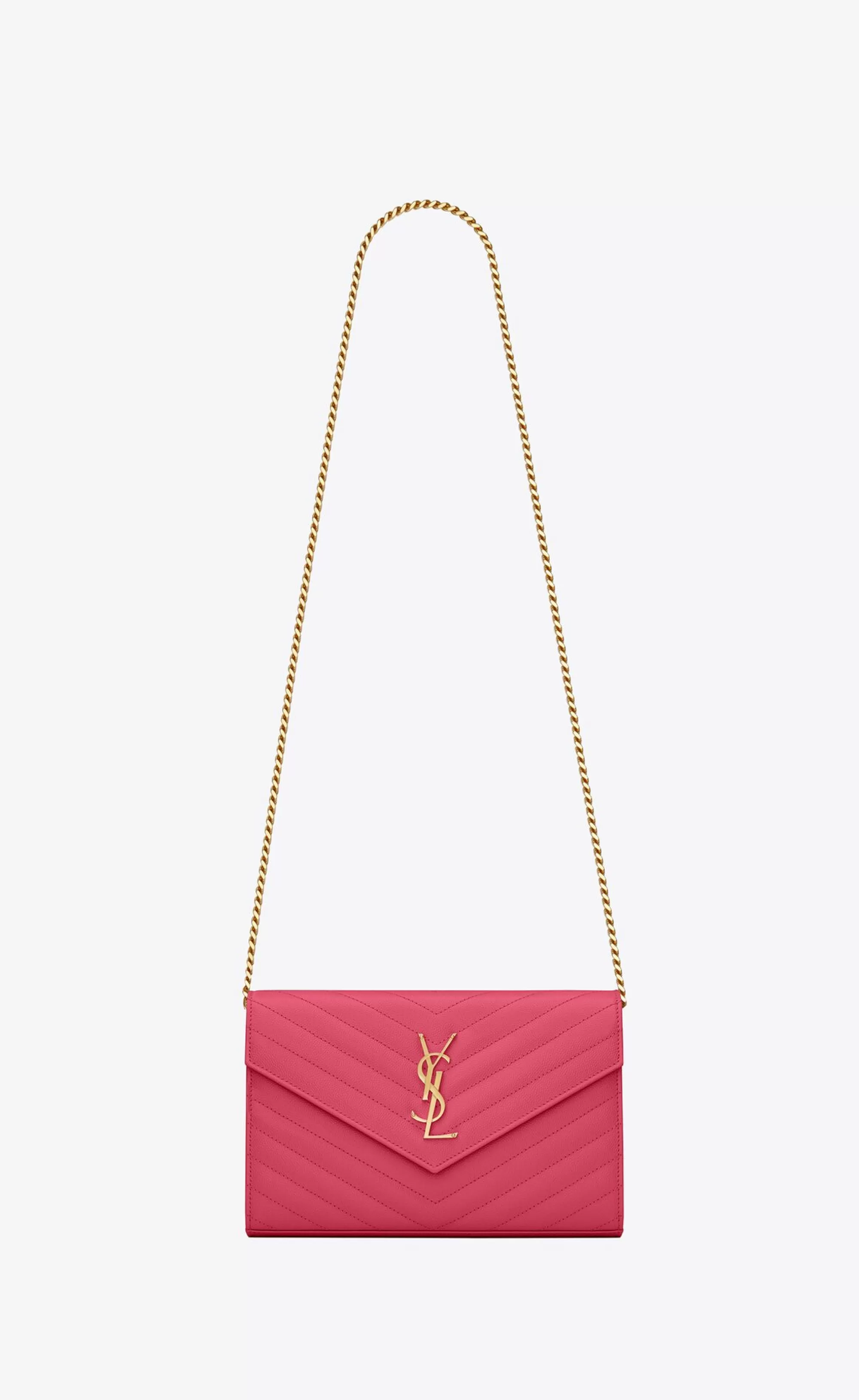 Women Saint Laurent CHAIN WALLETS^CLASSIC CASSANDRE CHAIN WALLET IN GRAIN DE POUDRE LEATHER | | YSL.com