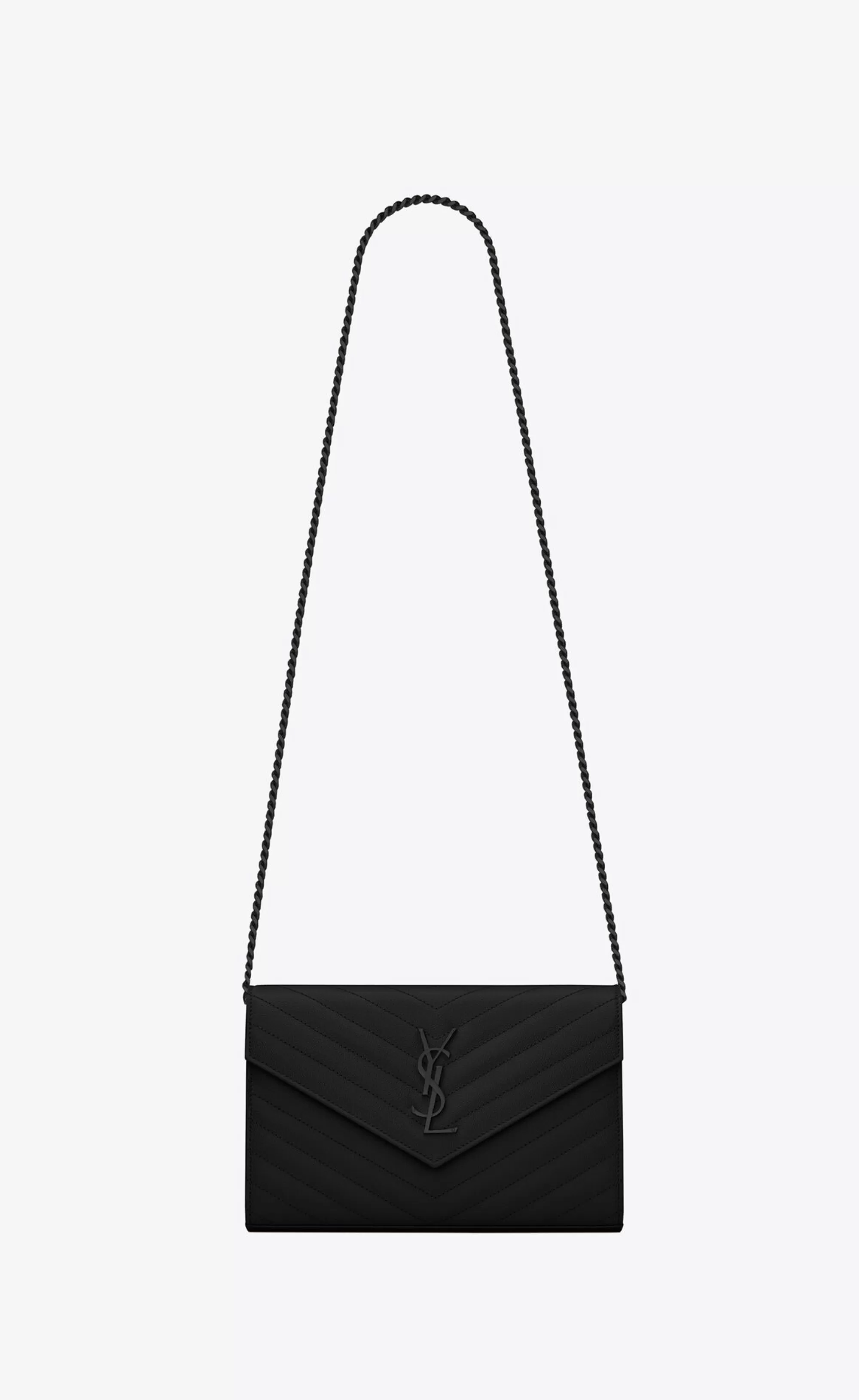 Women Saint Laurent CHAIN WALLETS^CLASSIC CASSANDRE CHAIN WALLET IN GRAIN DE POUDRE LEATHER | | YSL.com