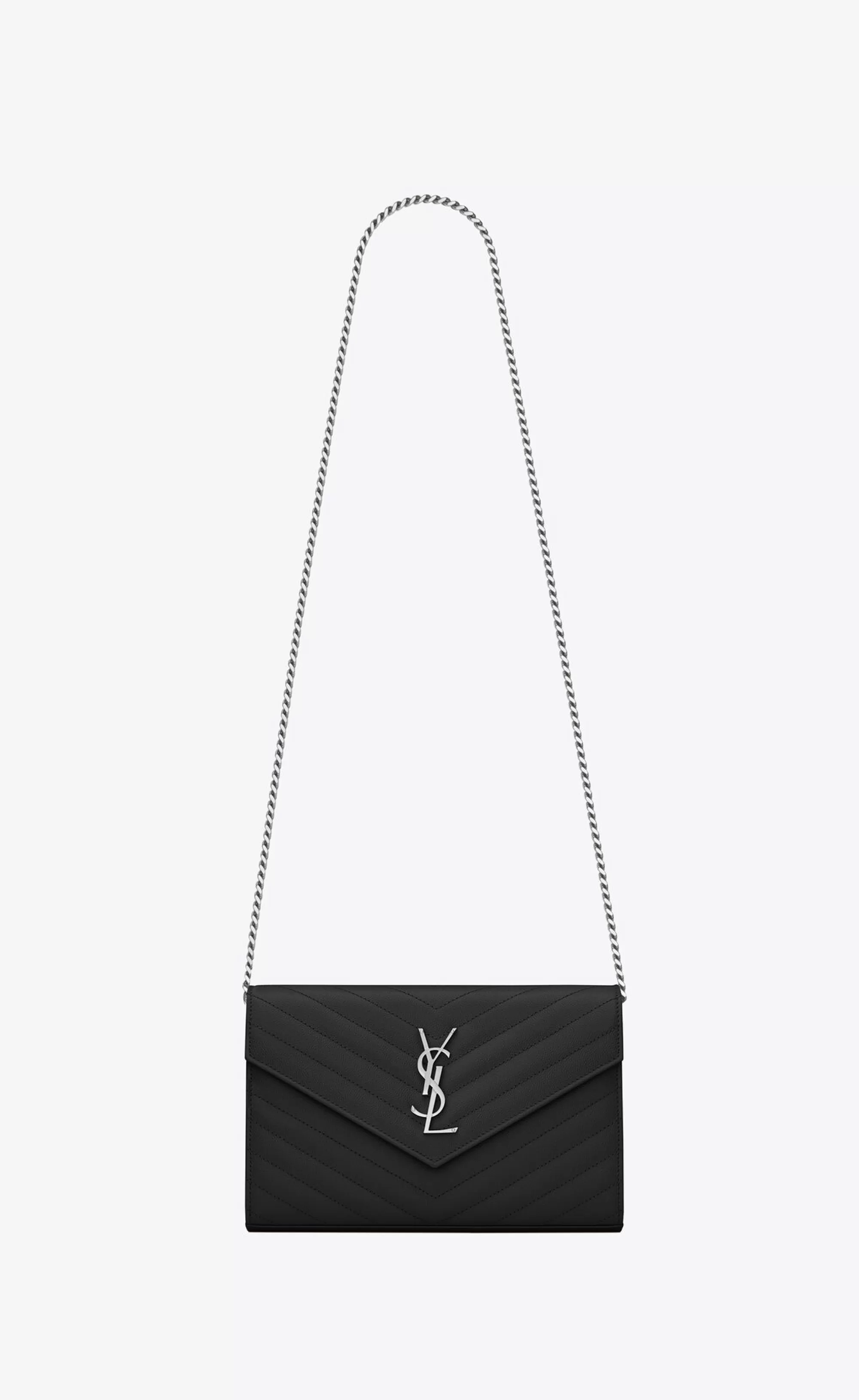 Women Saint Laurent CHAIN WALLETS^CLASSIC CASSANDRE CHAIN WALLET IN GRAIN DE POUDRE LEATHER | | YSL.com