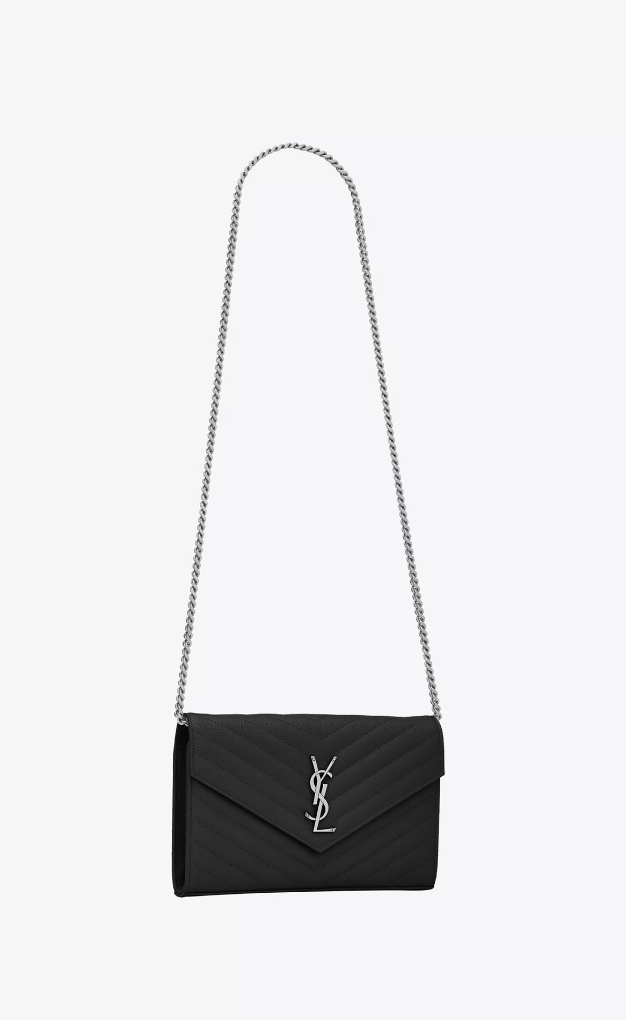 Women Saint Laurent CHAIN WALLETS^CLASSIC CASSANDRE CHAIN WALLET IN GRAIN DE POUDRE LEATHER | | YSL.com