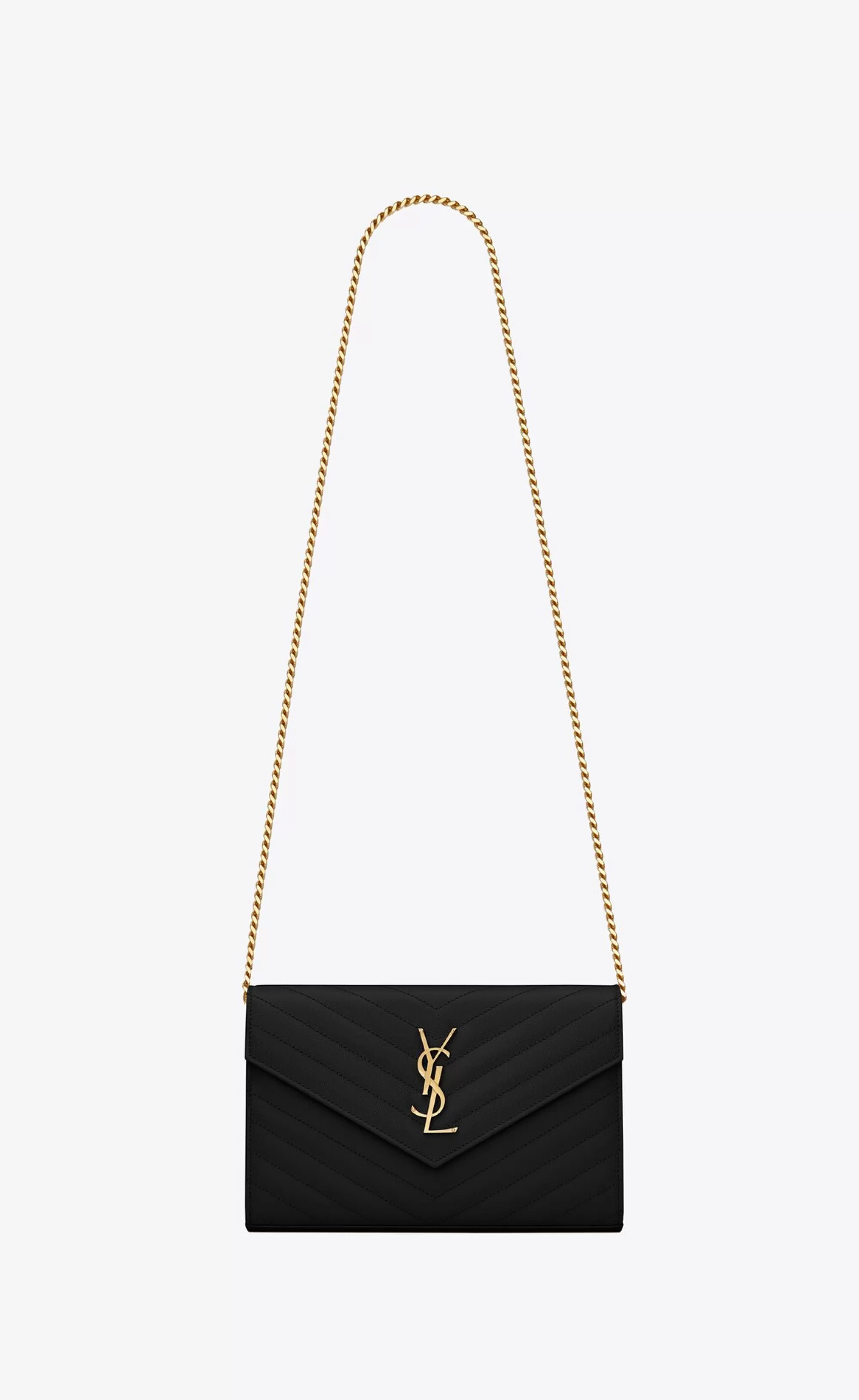 Women Saint Laurent CHAIN WALLETS^CLASSIC CASSANDRE CHAIN WALLET IN GRAIN DE POUDRE LEATHER | | YSL.com