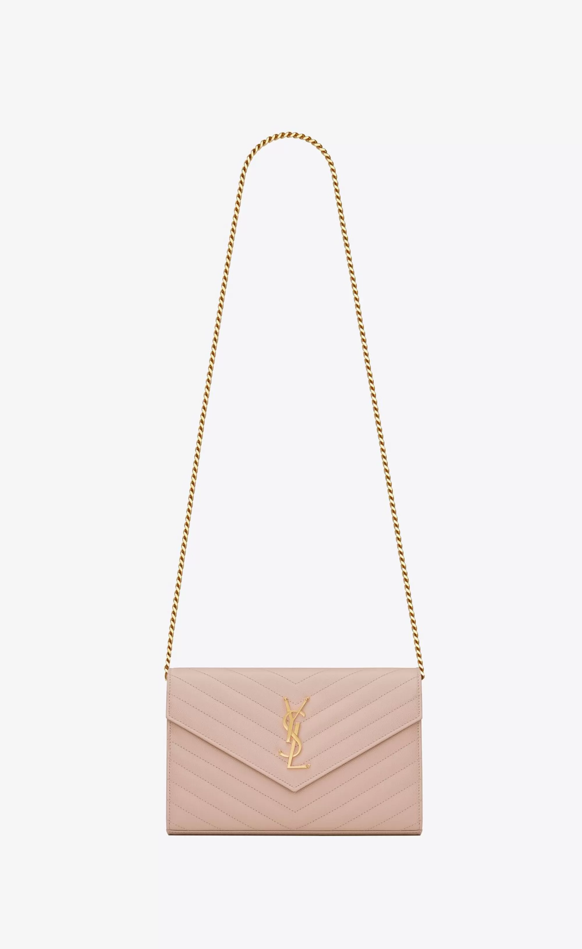 Women Saint Laurent CHAIN WALLETS^CLASSIC CASSANDRE CHAIN WALLET IN GRAIN DE POUDRE LEATHER | | YSL.com