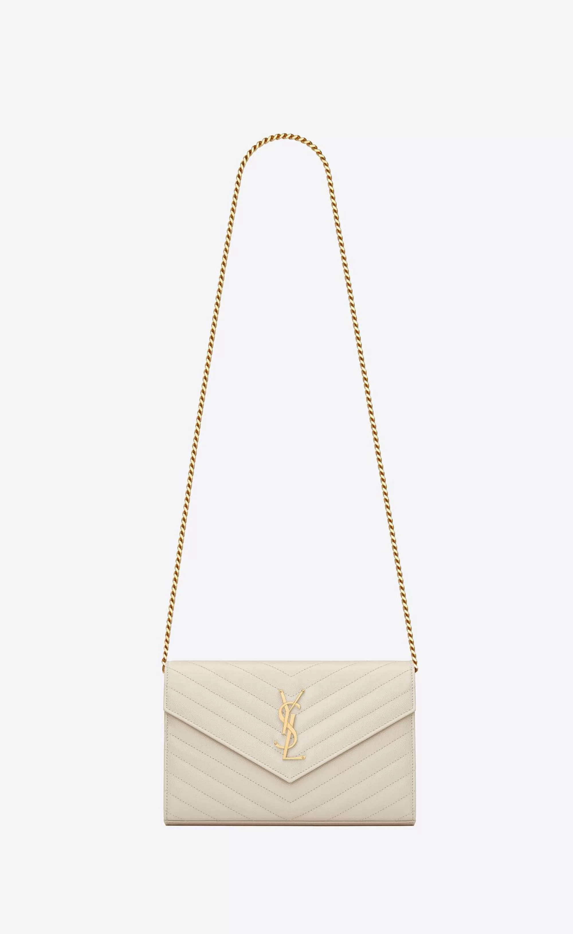 Women Saint Laurent CHAIN WALLETS^CLASSIC CASSANDRE CHAIN WALLET IN GRAIN DE POUDRE LEATHER | | YSL.com