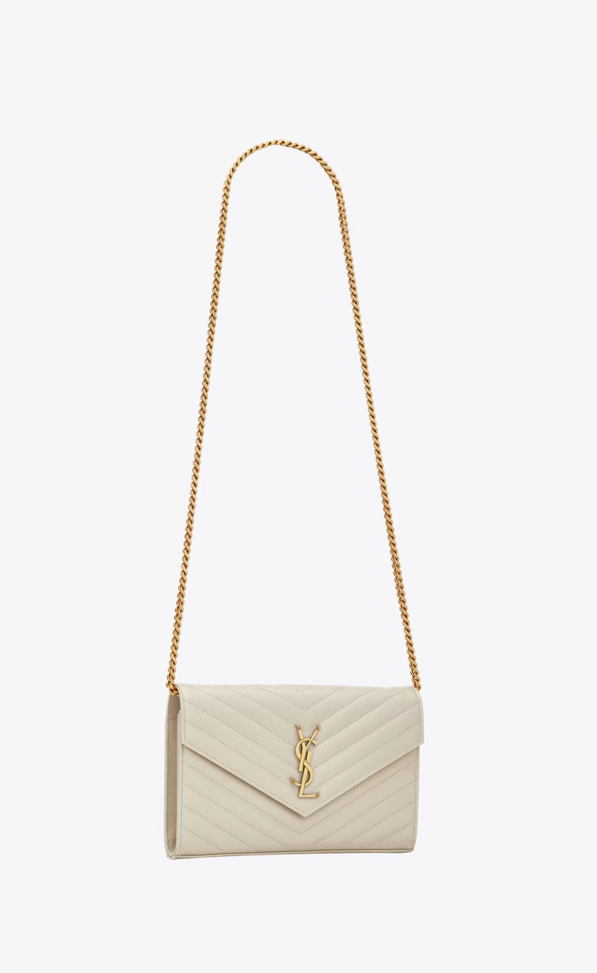 Women Saint Laurent CHAIN WALLETS^CLASSIC CASSANDRE CHAIN WALLET IN GRAIN DE POUDRE LEATHER | | YSL.com