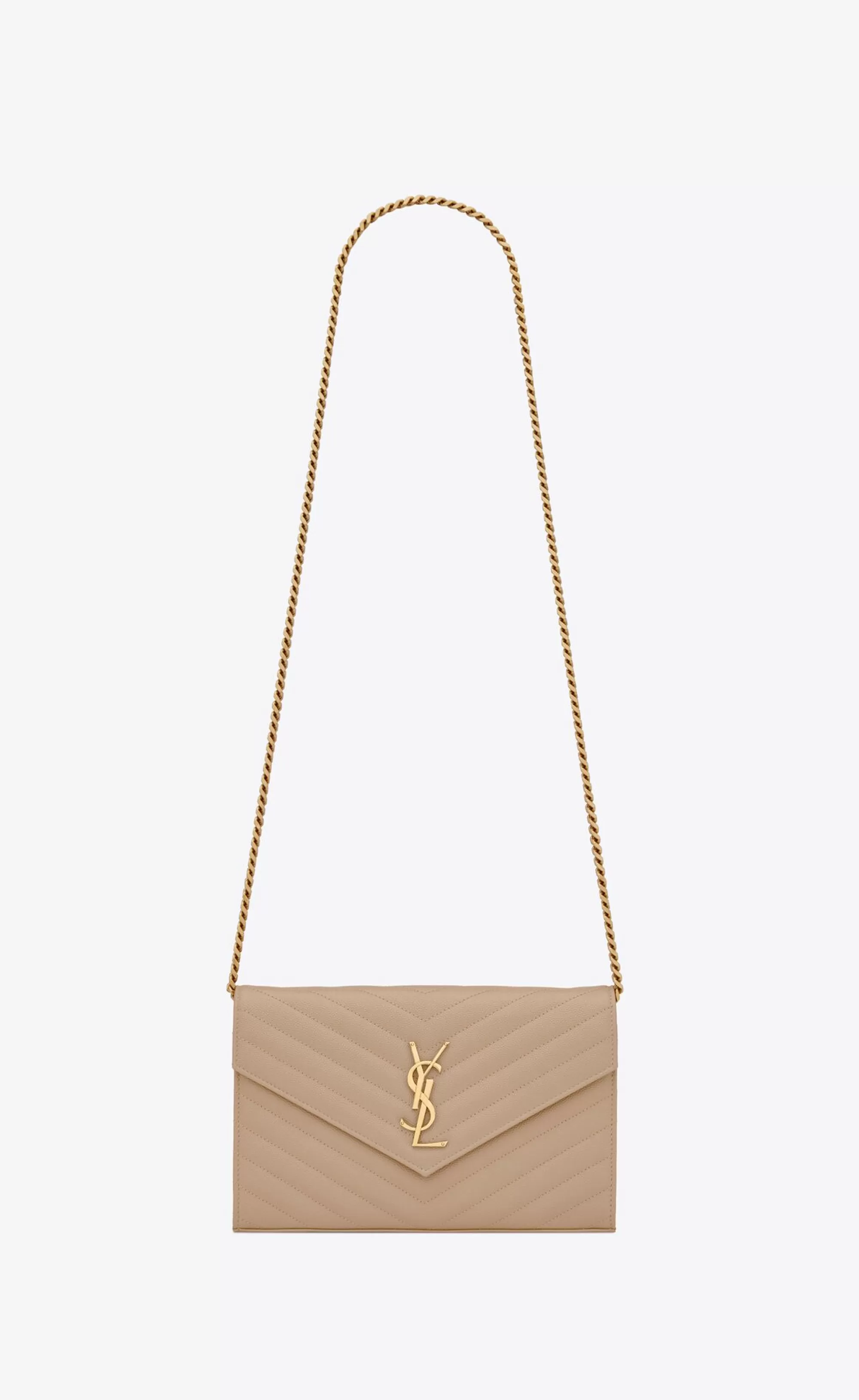 Women Saint Laurent CHAIN WALLETS^CLASSIC CASSANDRE CHAIN WALLET IN GRAIN DE POUDRE LEATHER | | YSL.com