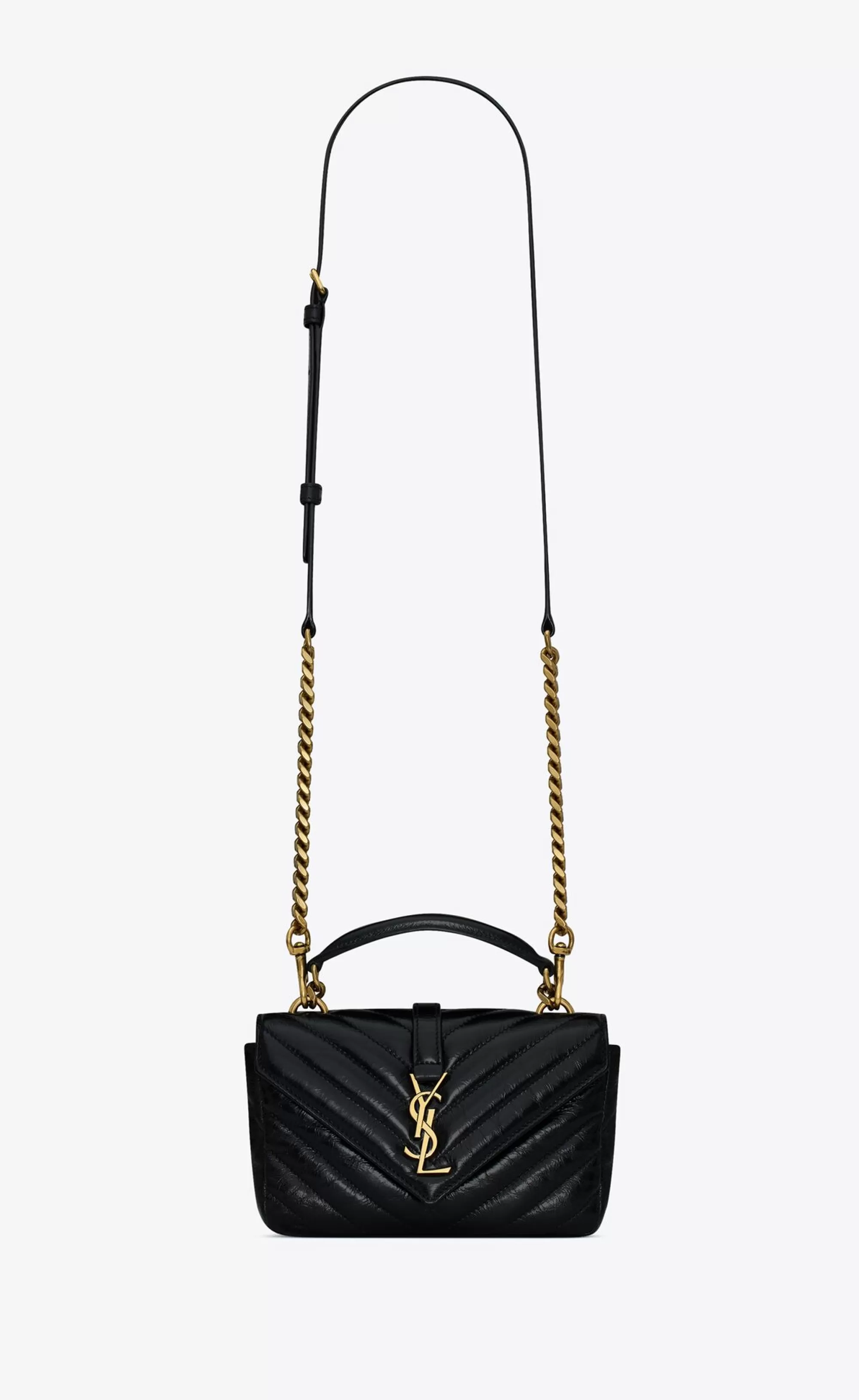 Women Saint Laurent MINI BAGS | COLLEGE^COLLEGE Mini Chain Bag In Shiny Crackled Leather | | YSL.com