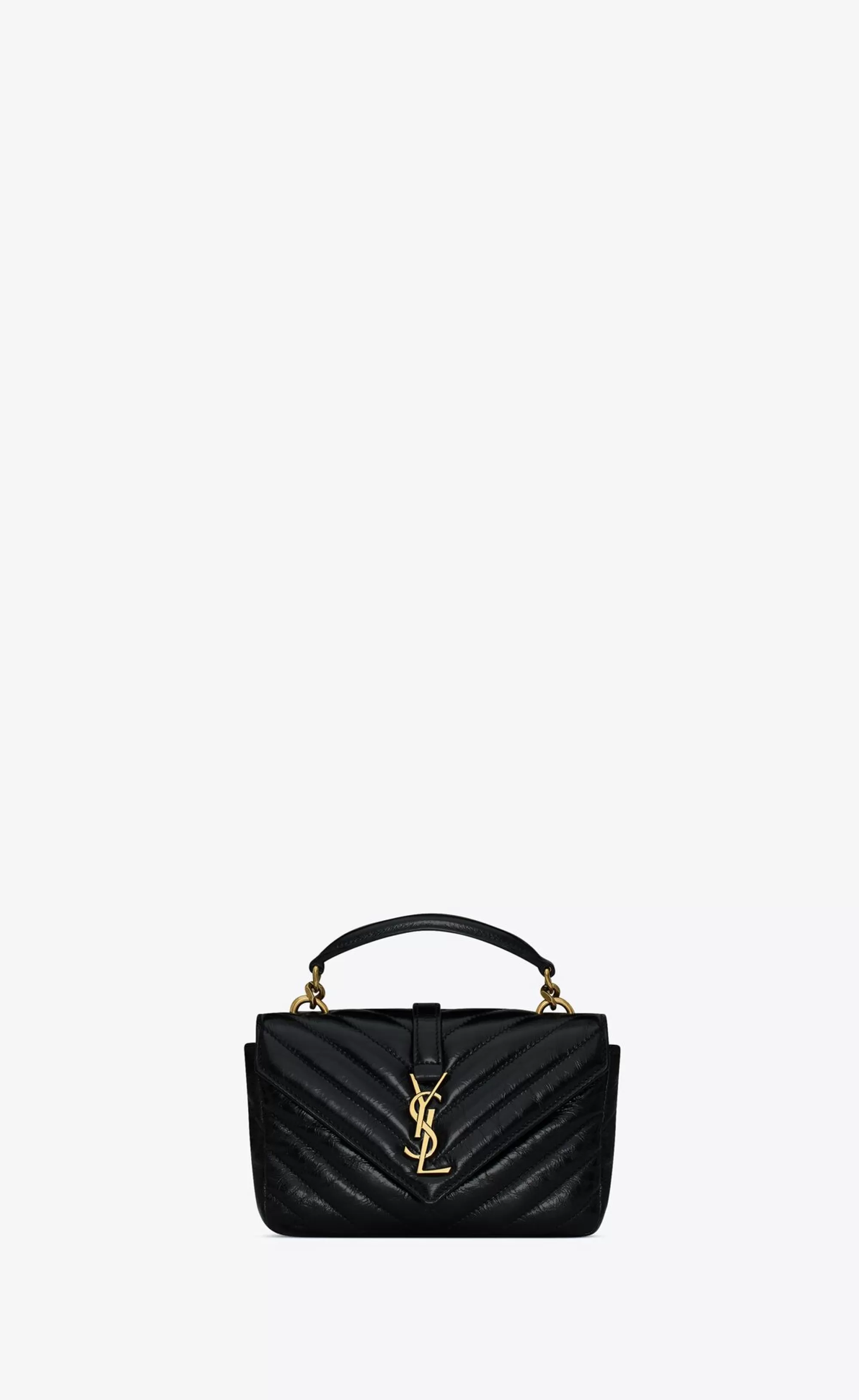 Women Saint Laurent MINI BAGS | COLLEGE^COLLEGE Mini Chain Bag In Shiny Crackled Leather | | YSL.com