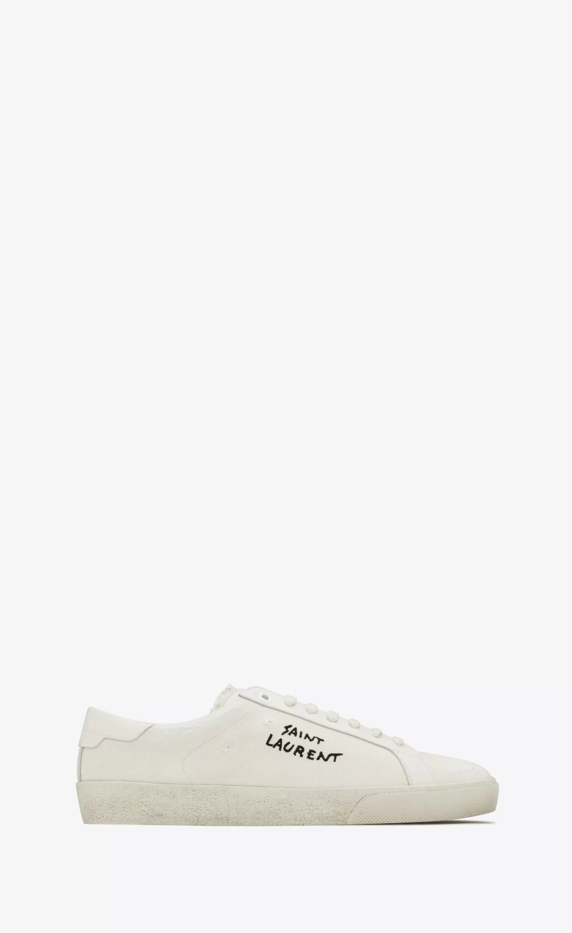 Women Saint Laurent SNEAKERS^Court Classic Sl/06 Embroidered Sneakers In Canvas And Leather | | YSL.com