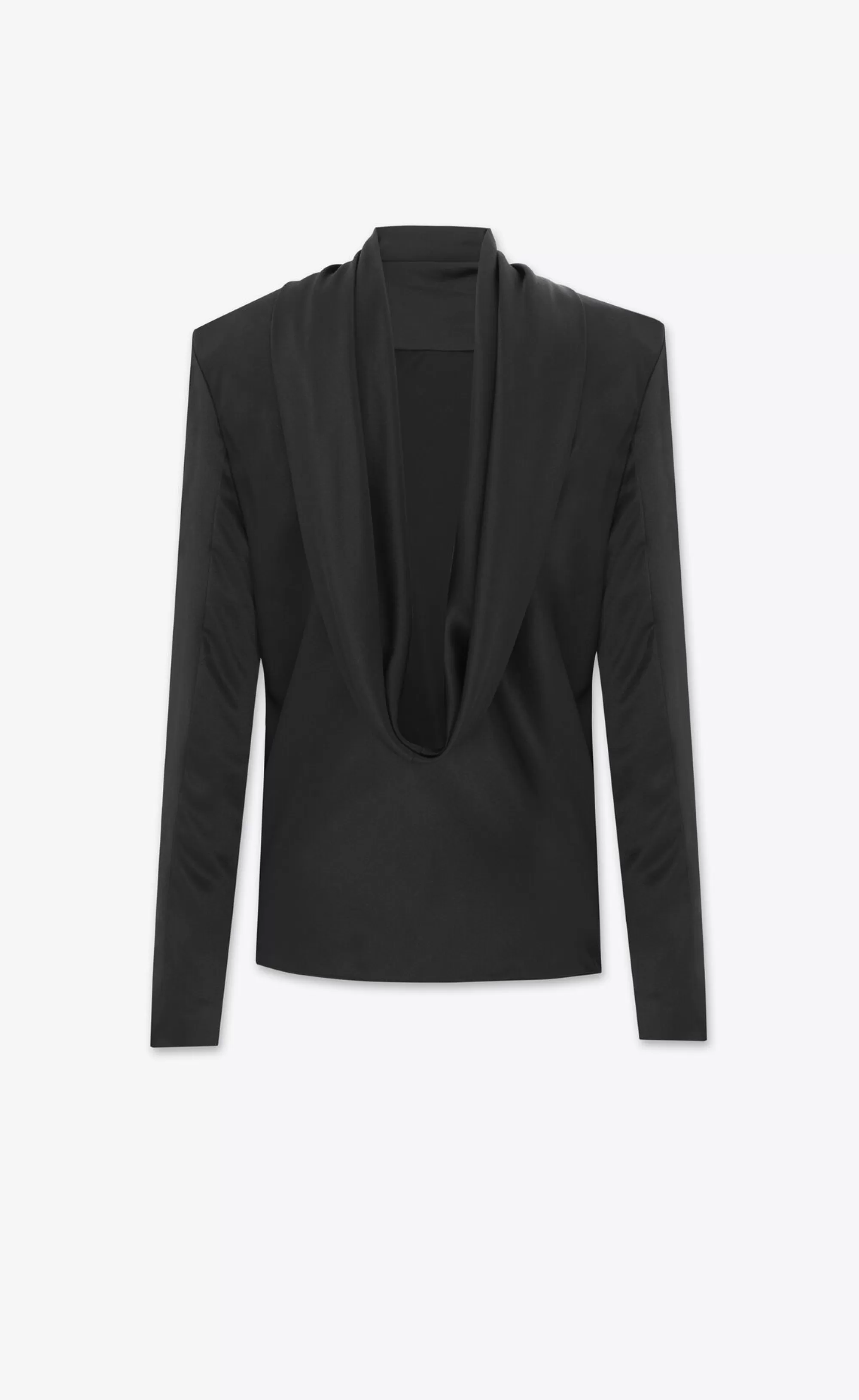 Women Saint Laurent SHIRTS AND TOPS^Cowl-back Blouse In Silk Satin | | YSL.com