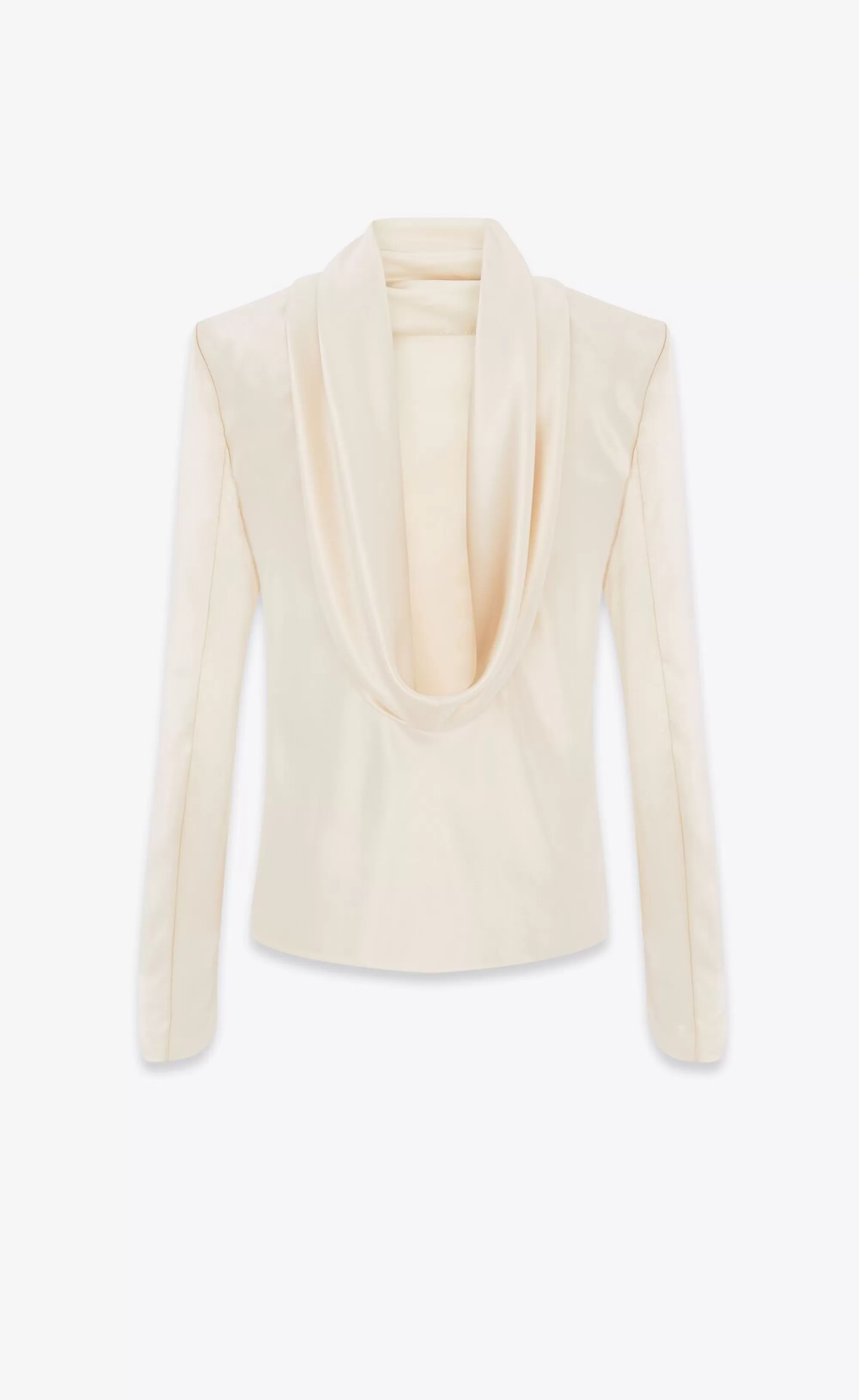 Women Saint Laurent SHIRTS AND TOPS^Cowl-back Blouse In Silk Satin Crepe | | YSL.com