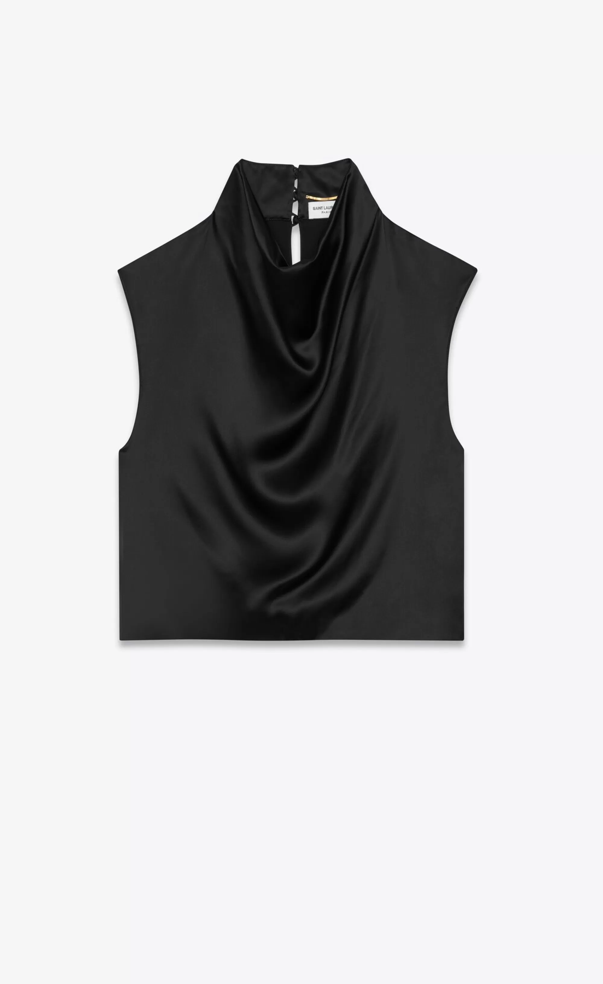 Women Saint Laurent SMOKING^Cowl-neck Crop Top In Satin | | YSL.com