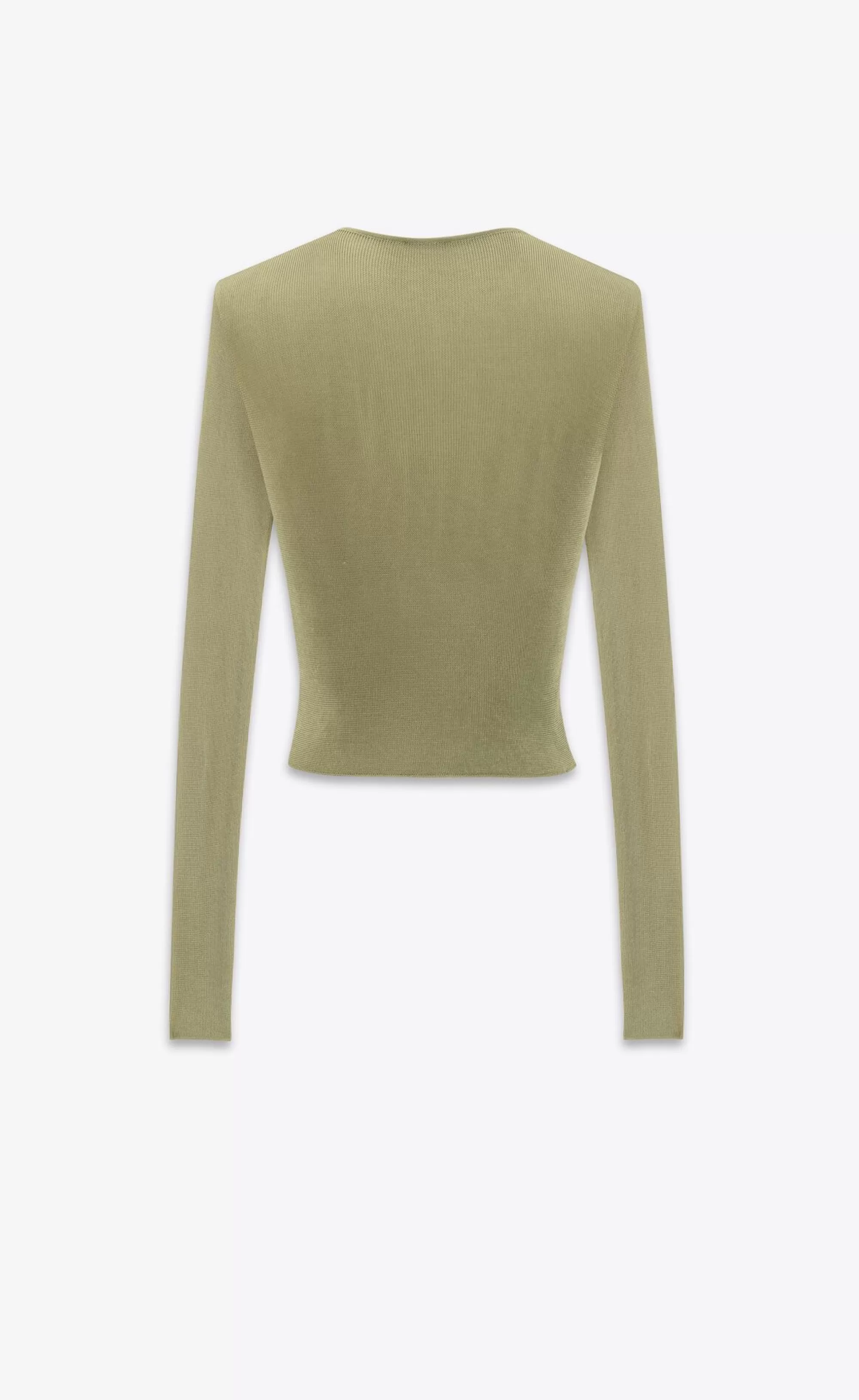 Women Saint Laurent KNITWEAR^CROPPED TOP IN RIBBED Knit | | YSL.com