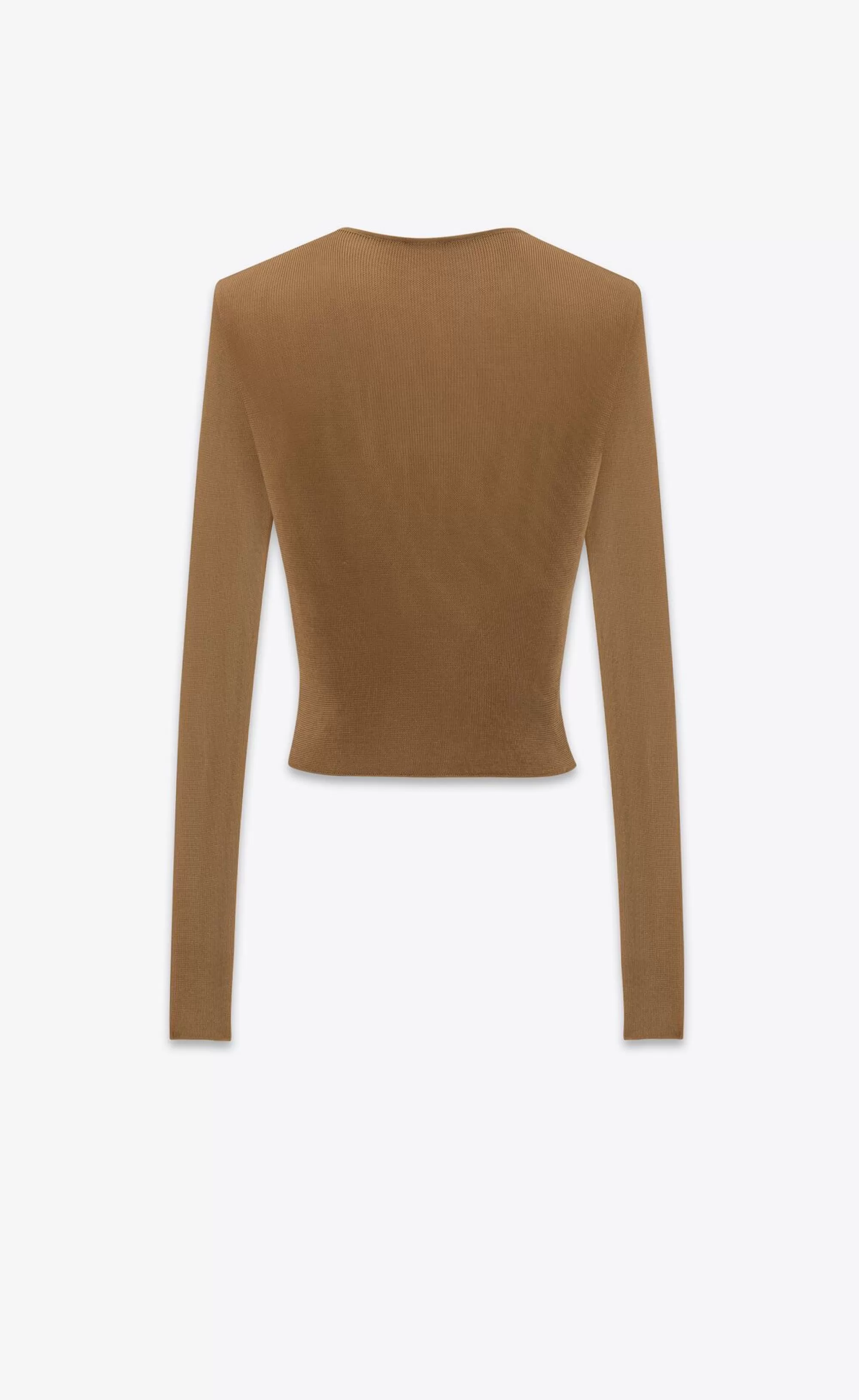 Women Saint Laurent KNITWEAR^CROPPED TOP IN RIBBED Knit | | YSL.com