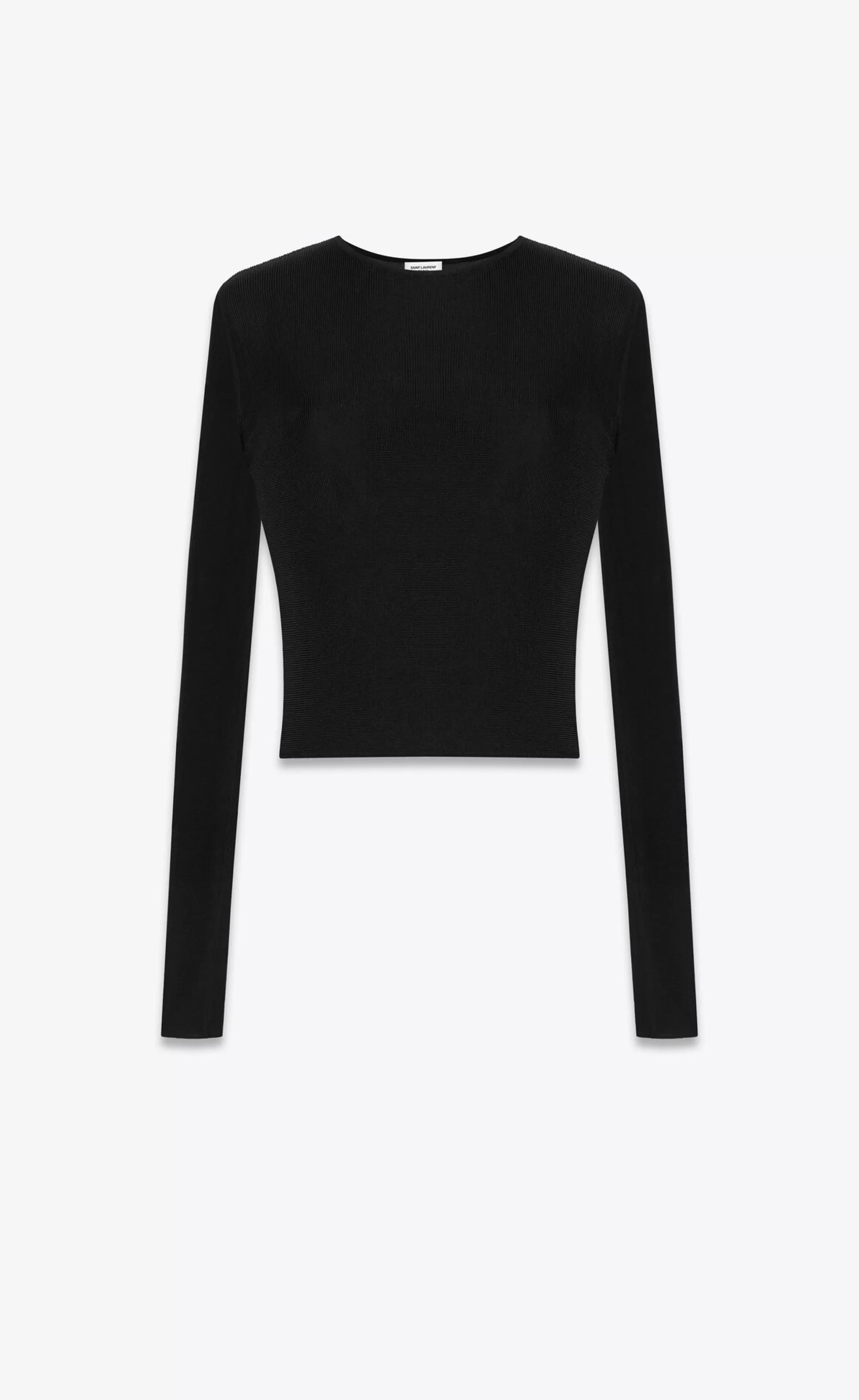 Women Saint Laurent KNITWEAR^CROPPED TOP IN RIBBED Knit | | YSL.com