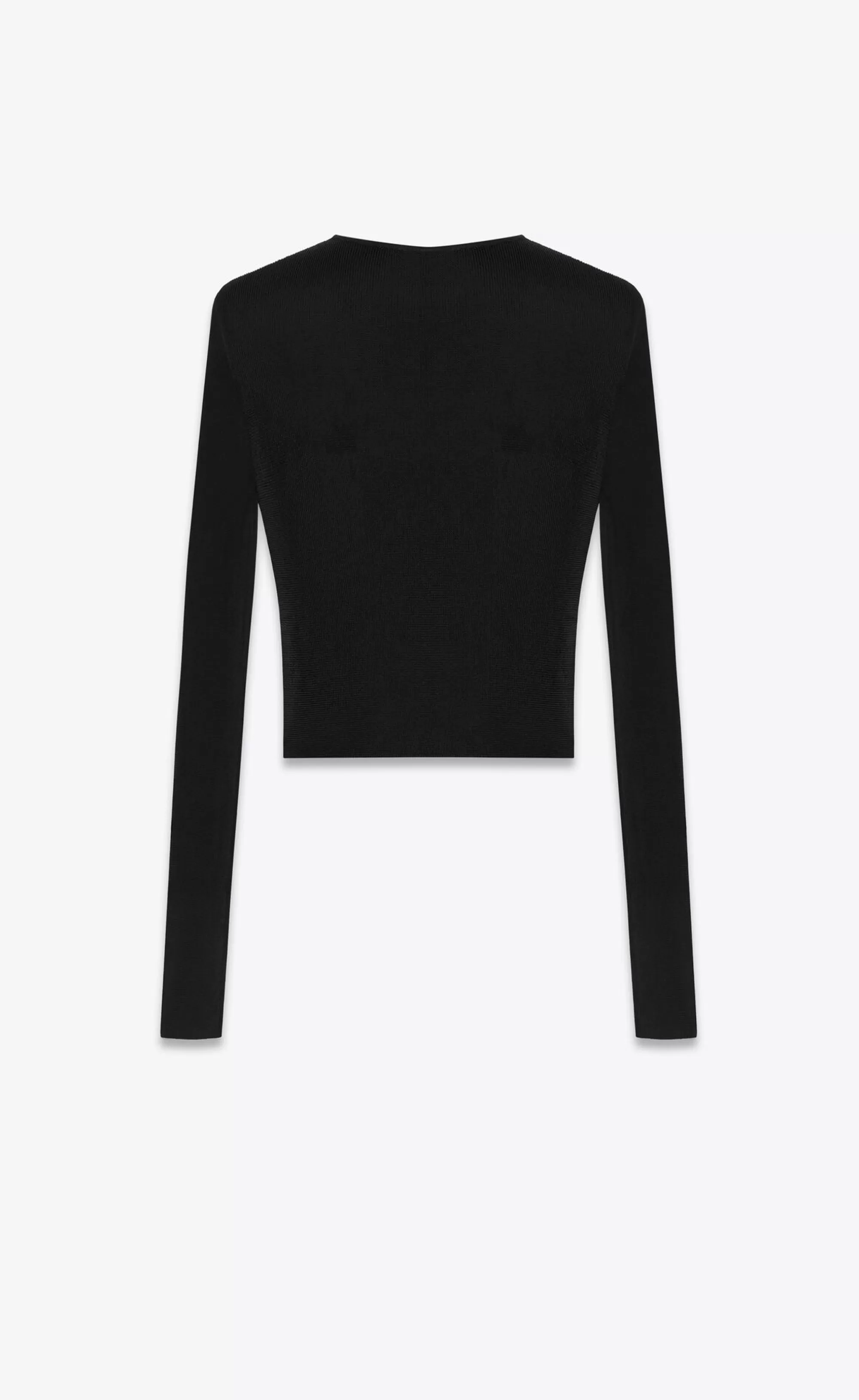 Women Saint Laurent KNITWEAR^CROPPED TOP IN RIBBED Knit | | YSL.com