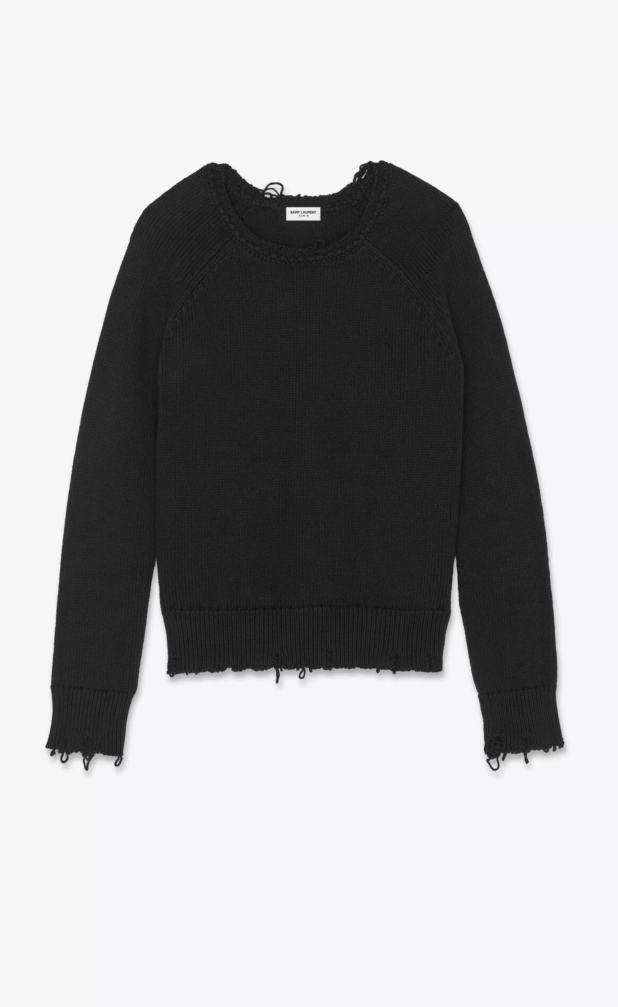 Saint Laurent ALL READY TO WEAR | KNITWEAR^Destroyed Knit Sweater | | YSL.com