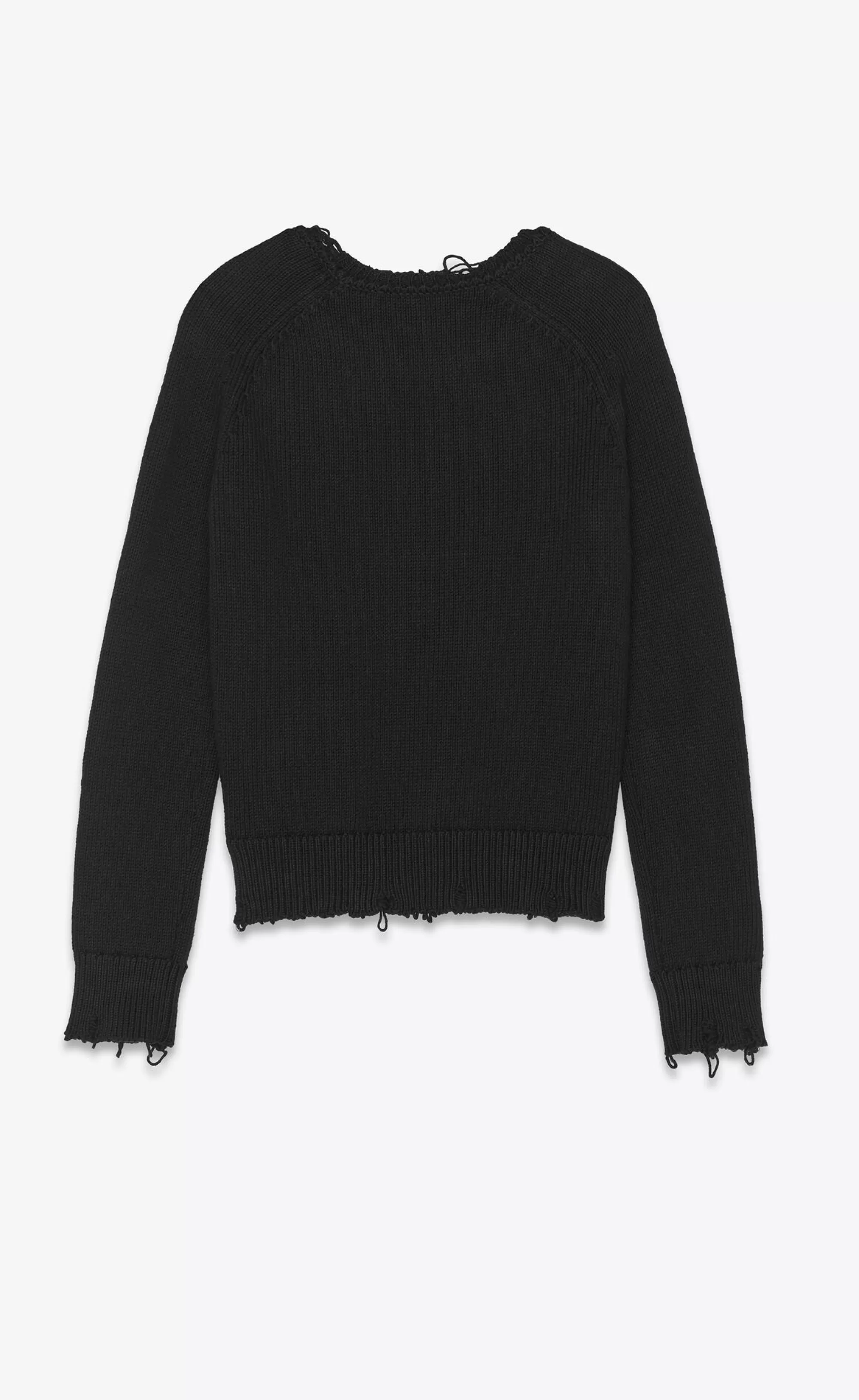 Saint Laurent ALL READY TO WEAR | KNITWEAR^Destroyed Knit Sweater | | YSL.com