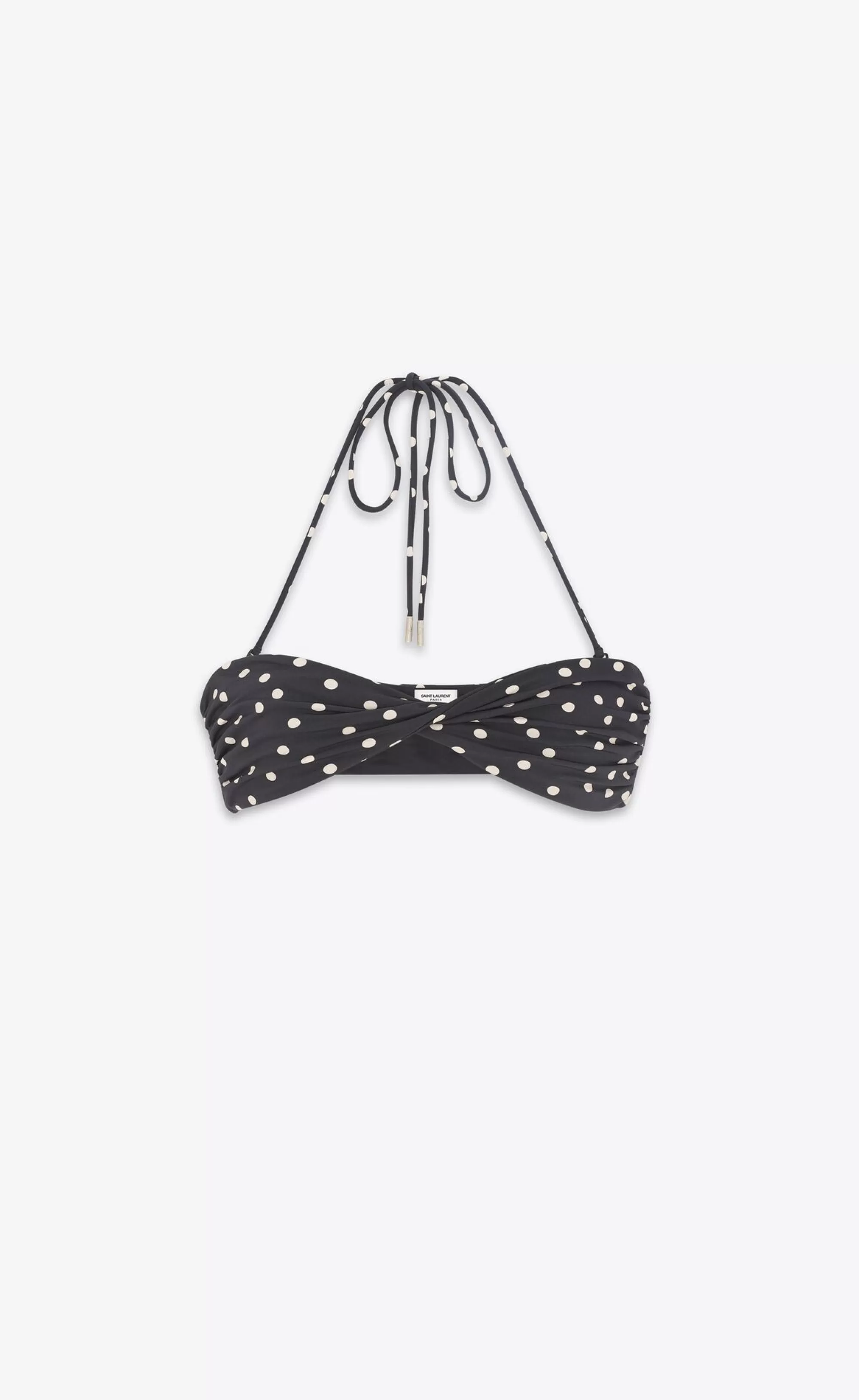 Women Saint Laurent LINGERIE AND SWIMWEAR^Dotted Bandeau Bikini Top | | YSL.com