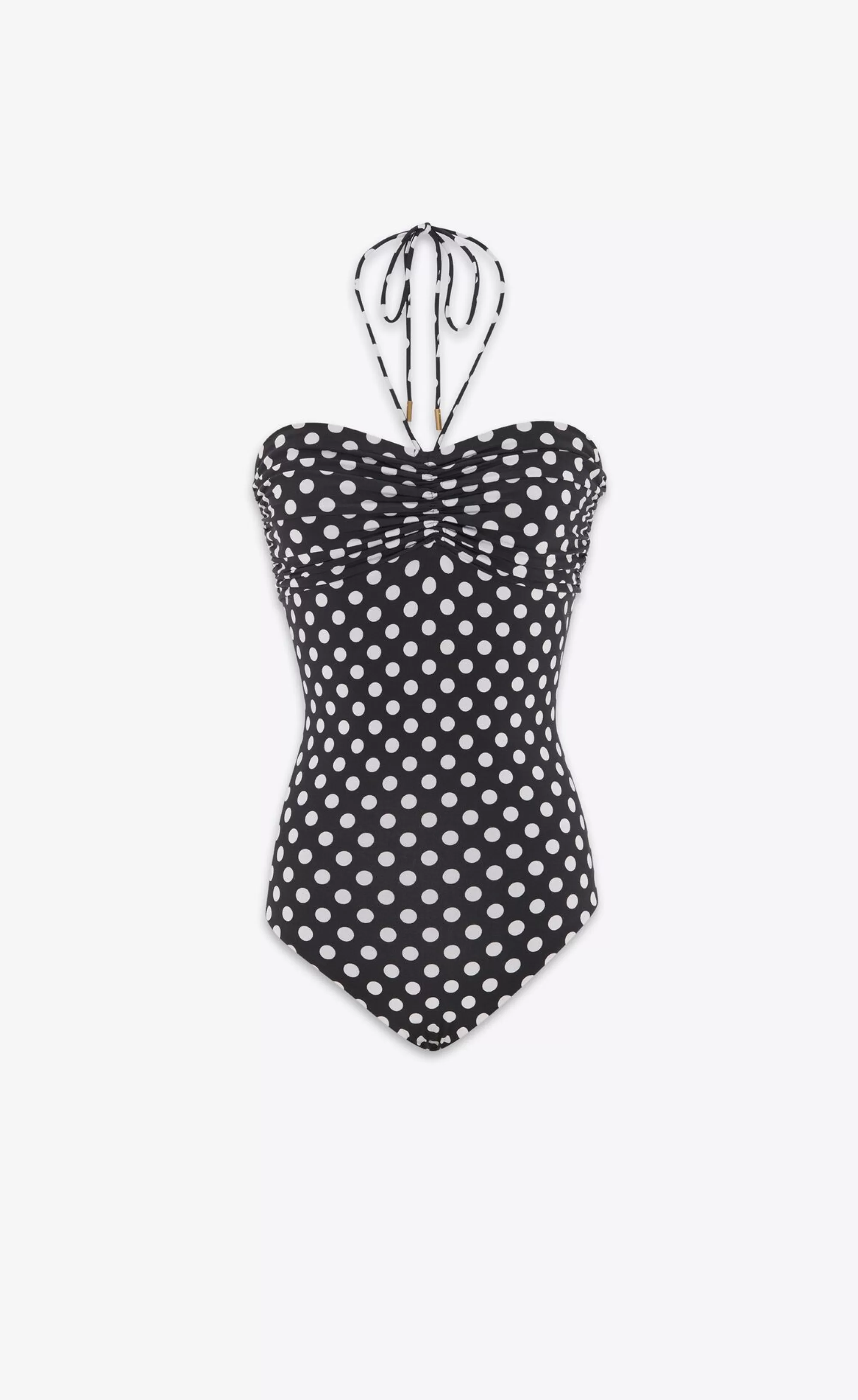 Women Saint Laurent LINGERIE AND SWIMWEAR^Dotted Bustier Swimsuit | | YSL.com