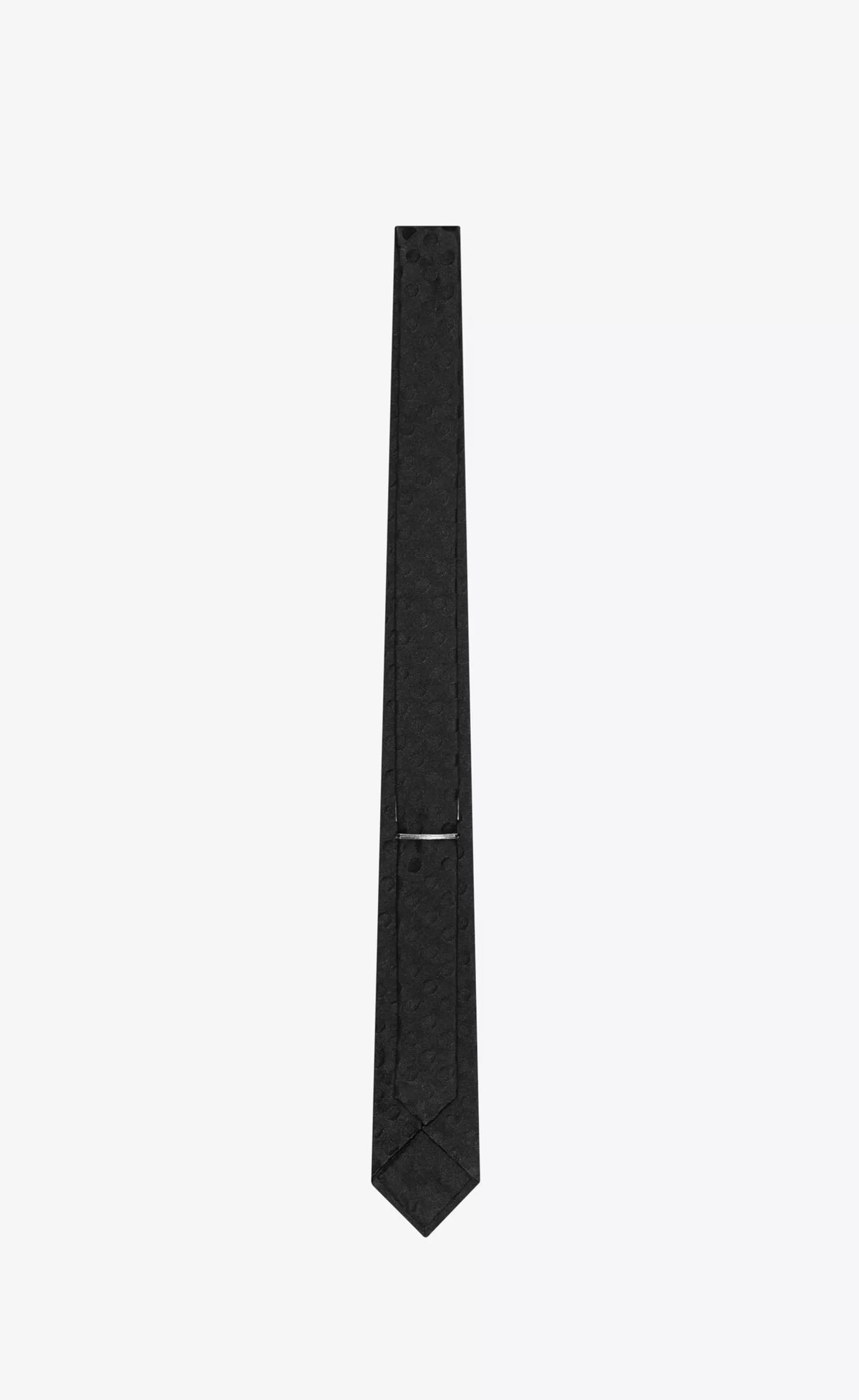 Saint Laurent TEXTILE ACCESSORIES^Dotted Tie In Shiny And Matte Silk Jacquard | | YSL.com