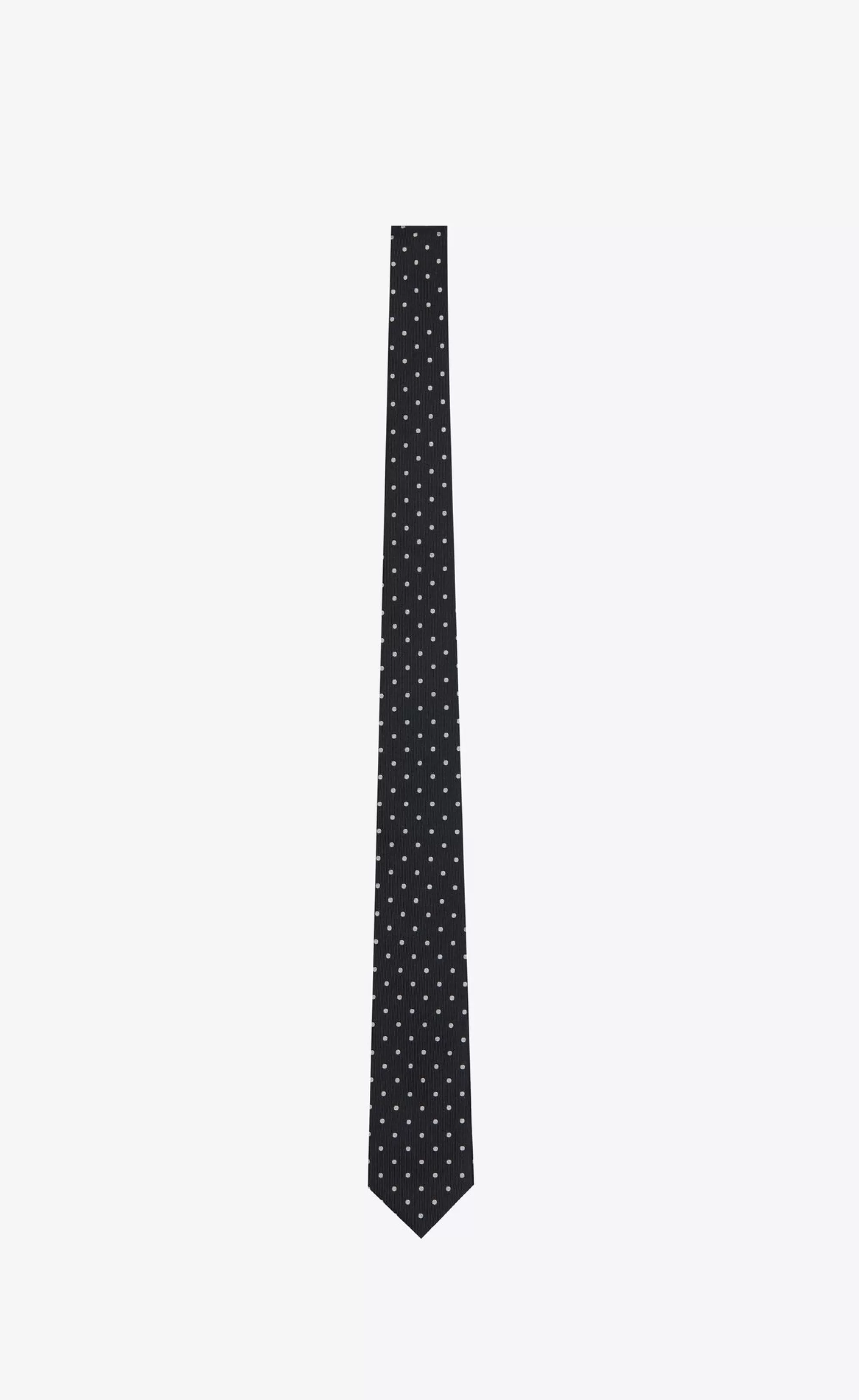 Saint Laurent TEXTILE ACCESSORIES^Dotted Tie In Silk Jacquard | | YSL.com