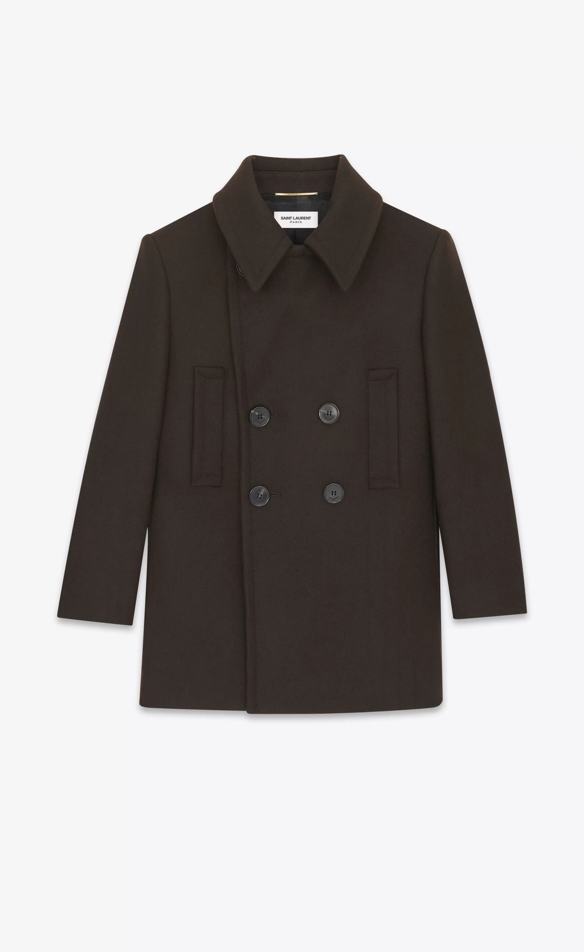 Women Saint Laurent Coats and Outerwear^DOUBLE-BREASTED PEACOAT IN WOOL GABARDINE | | YSL.com