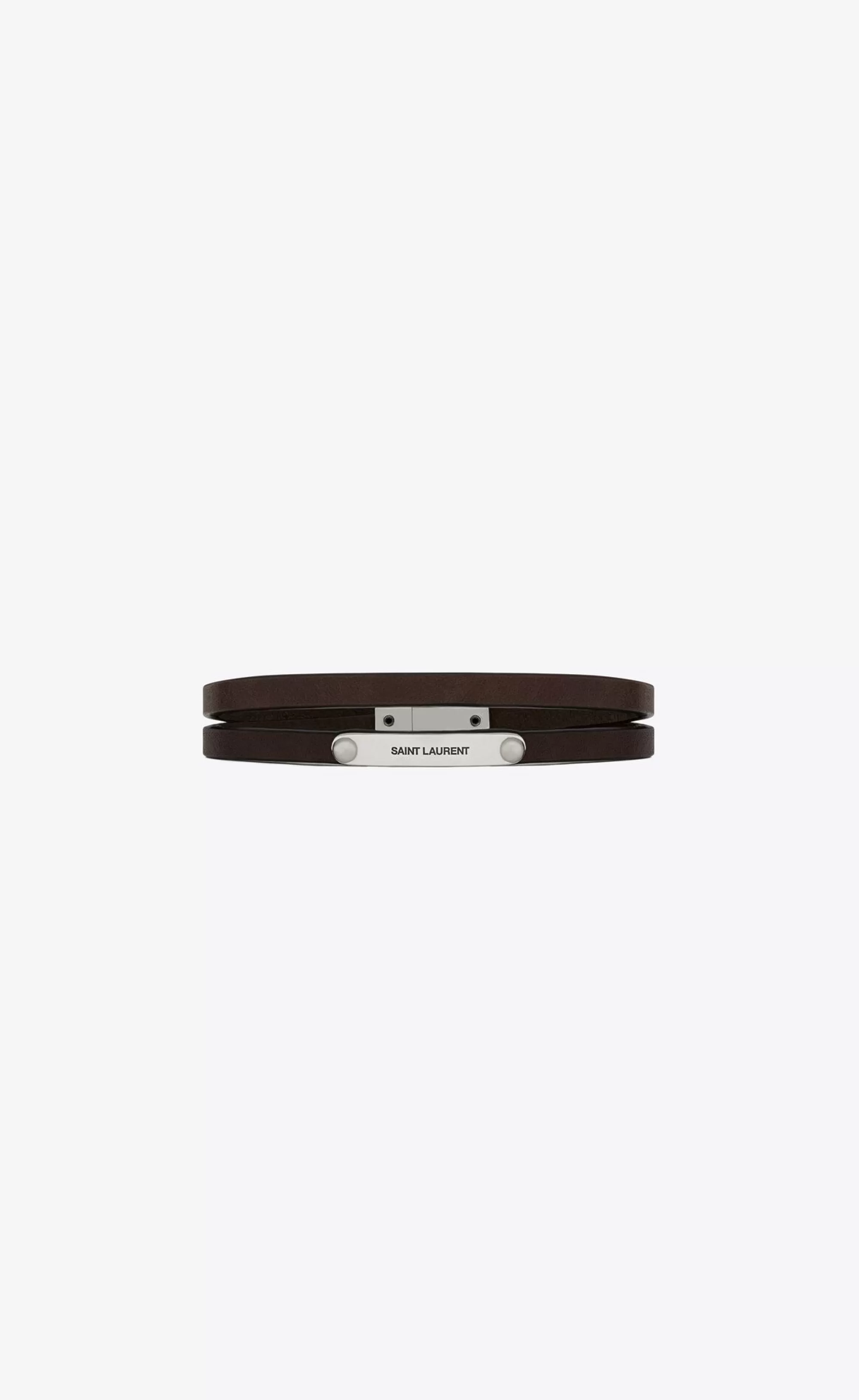 Saint Laurent Leather bracelets^Double-wrap ID Bracelet In Leather | | YSL.com