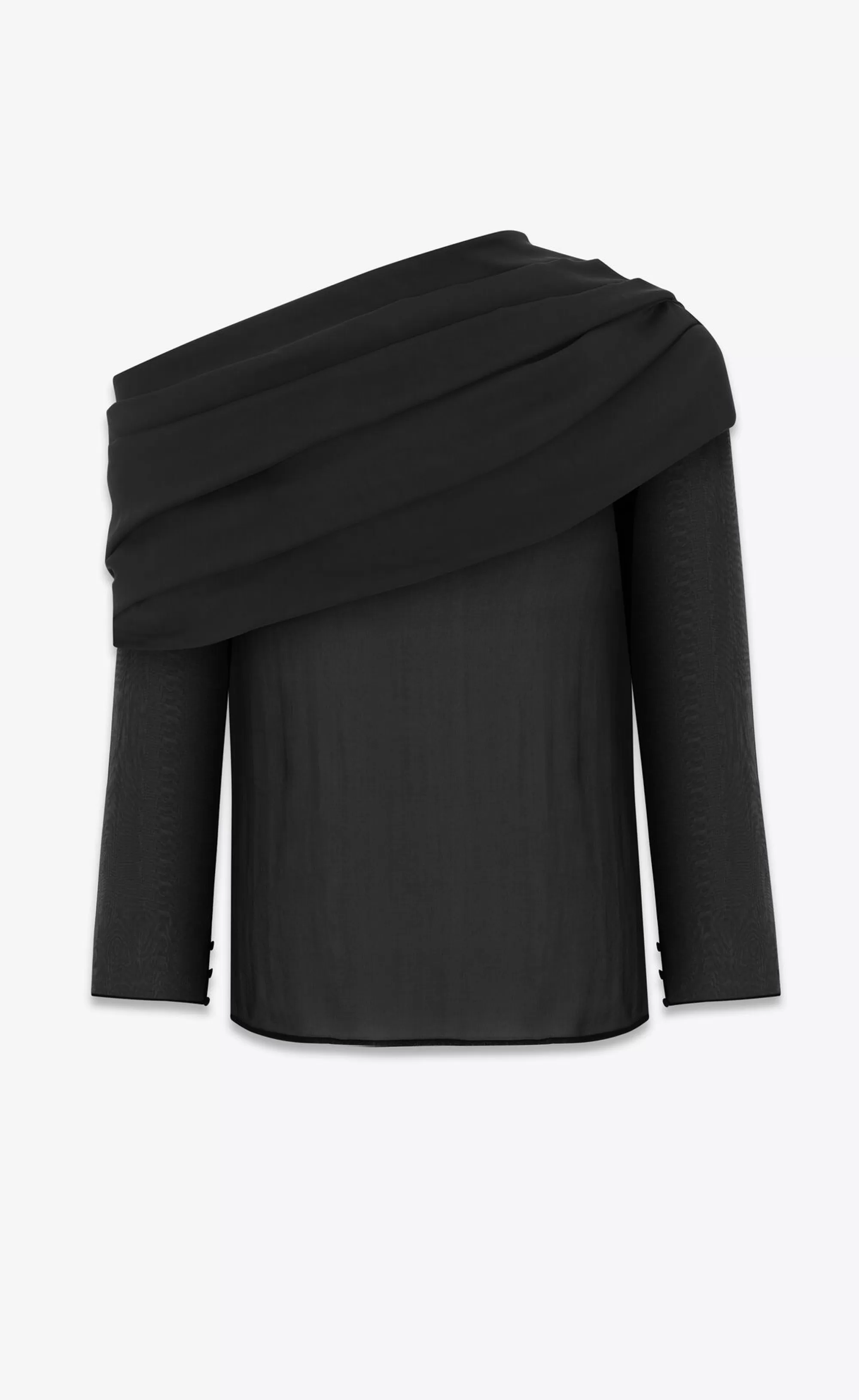 Saint Laurent ALL READY TO WEAR | SHIRTS^Draped One-shoulder Blouse In Silk Muslin | | YSL.com